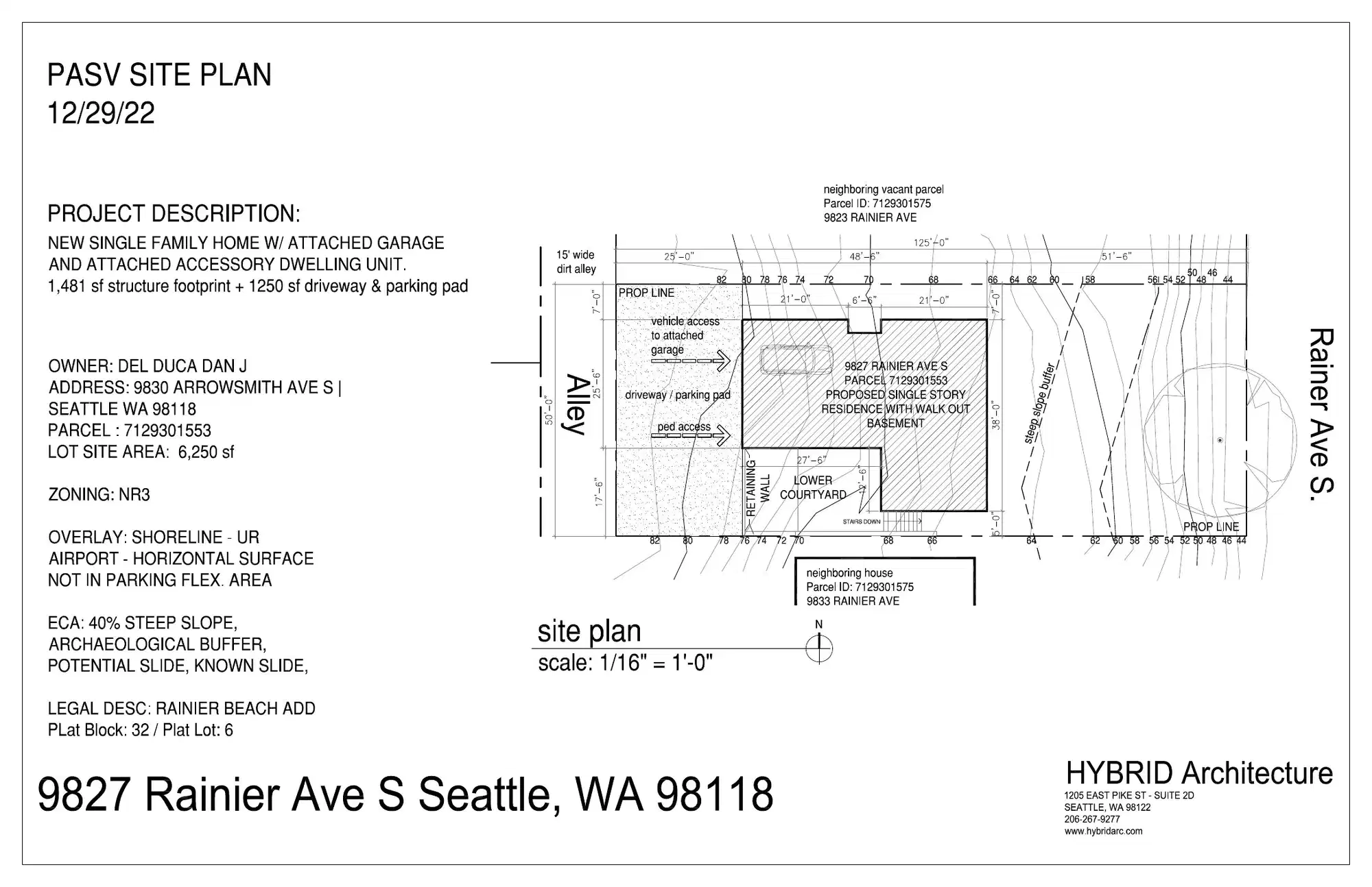 Site plan for 9827 Rainier Ave S