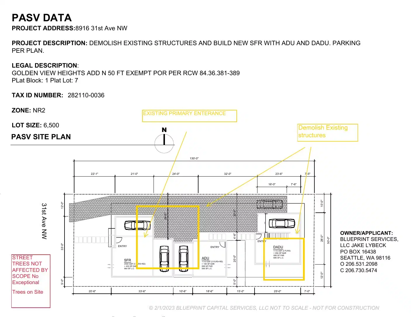Site plan for 8916 31st Ave NW