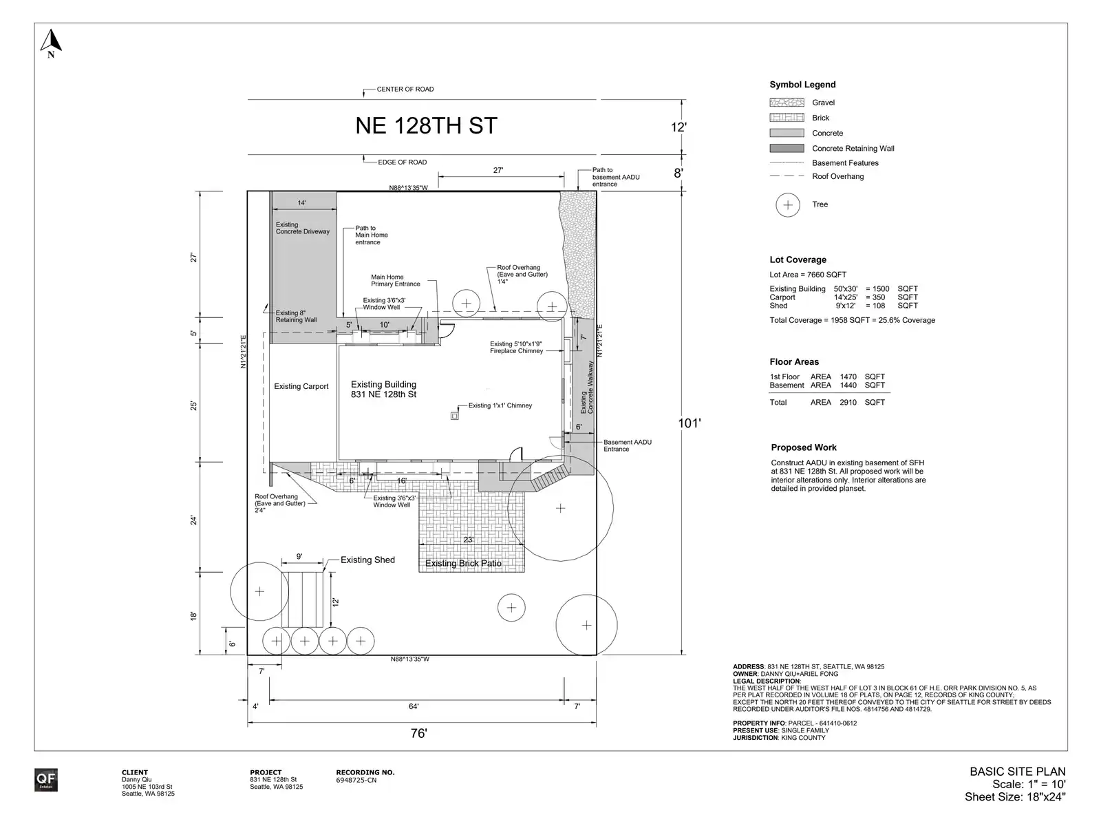 Site plan for 831 NE 128th St
