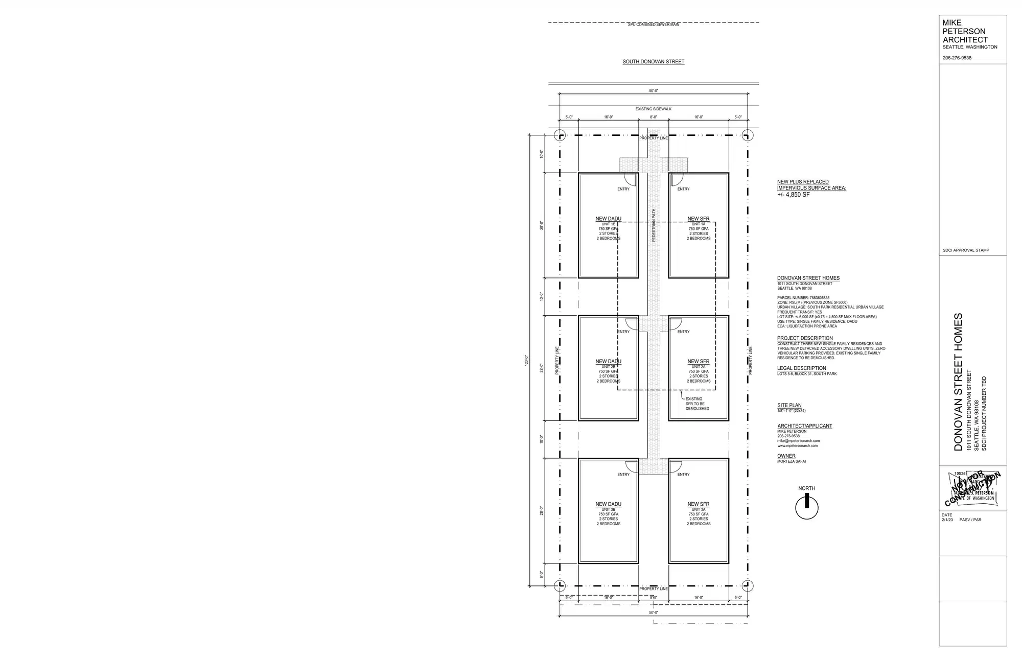 Site plan for 1009 A S Donovan St