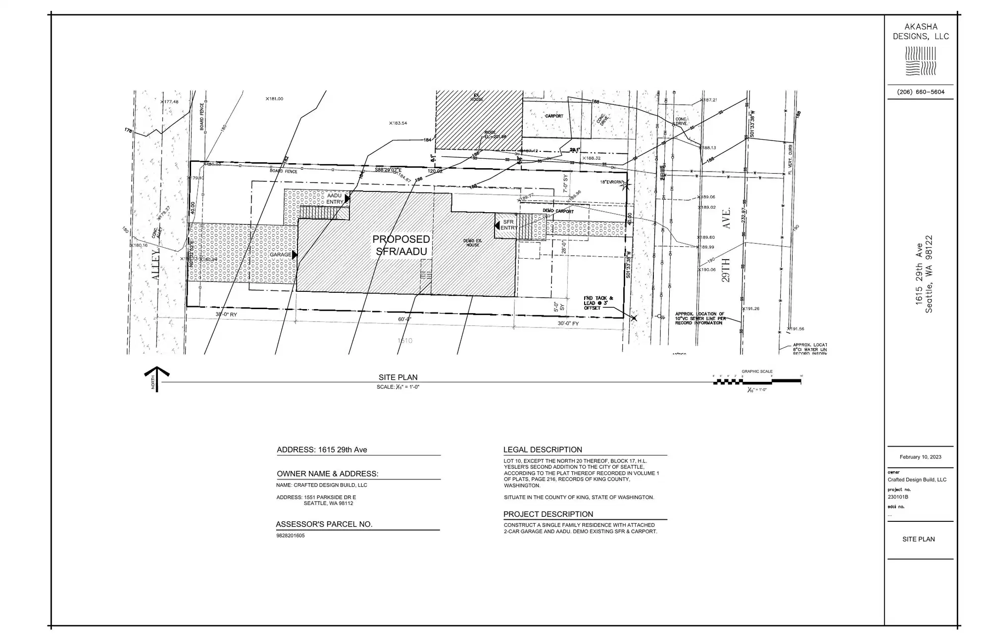 Site plan for 1615 29th Ave