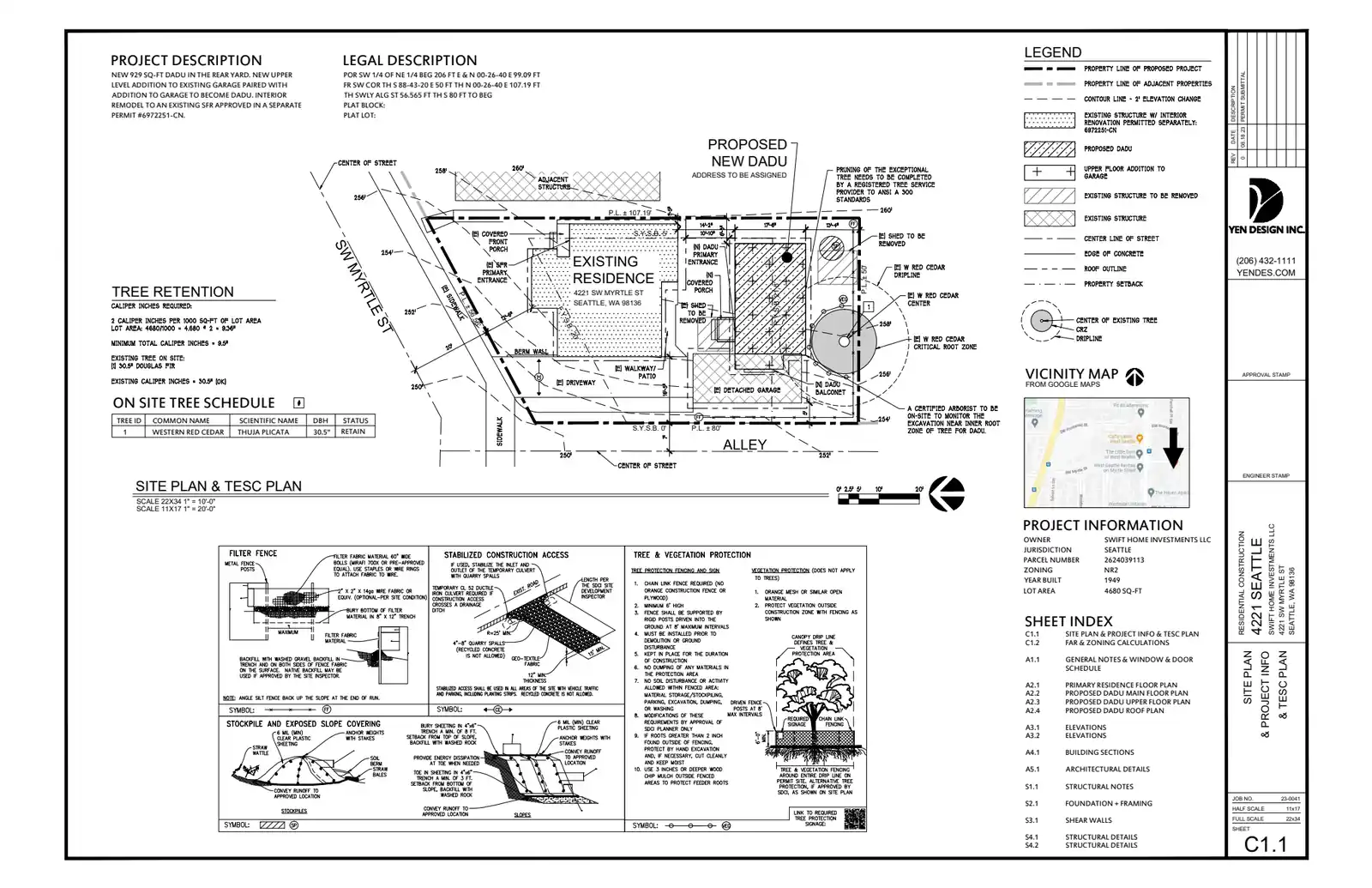 Site plan for 4223 SW Myrtle St