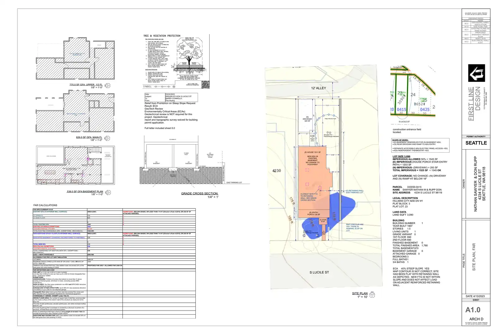 Site plan for 4234 S Lucile St