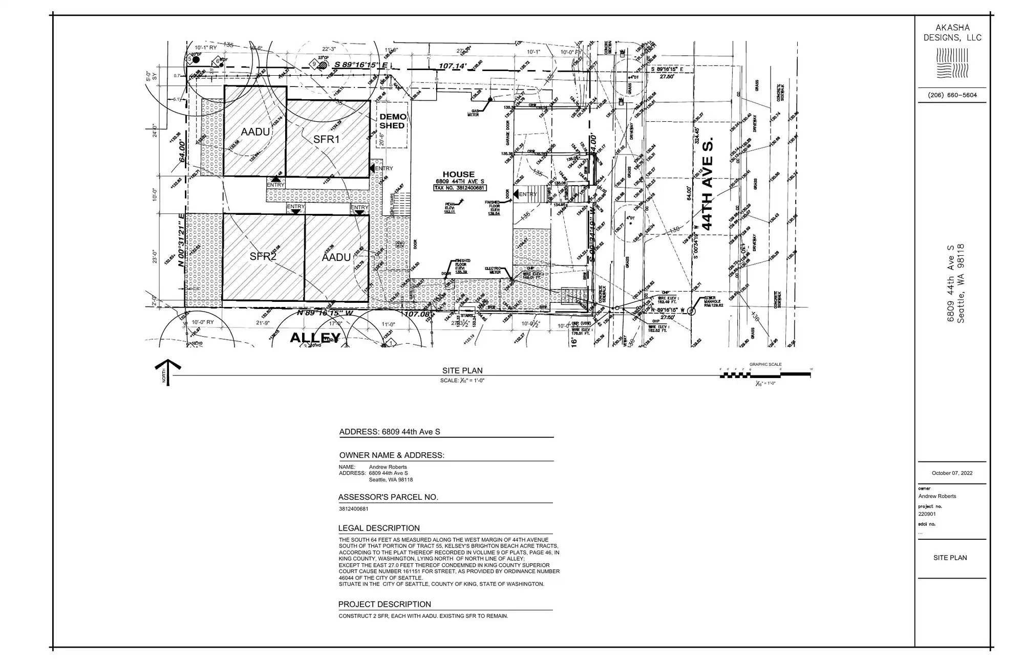 Site plan for 6809 44th Ave S