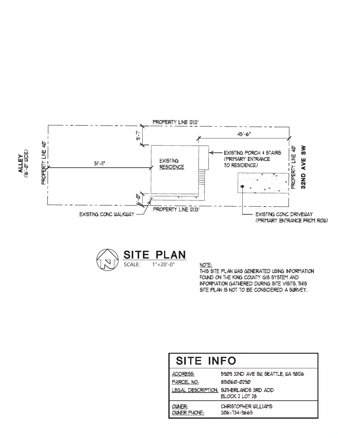 Site plan for 5909 32nd Ave SW