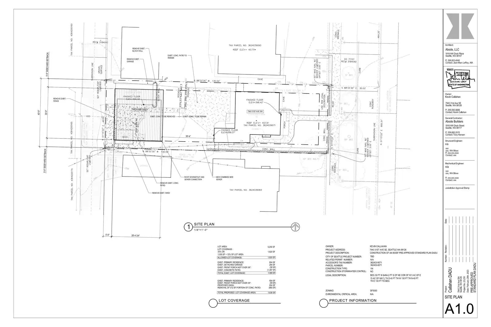 Site plan for 7943 31st Ave SW