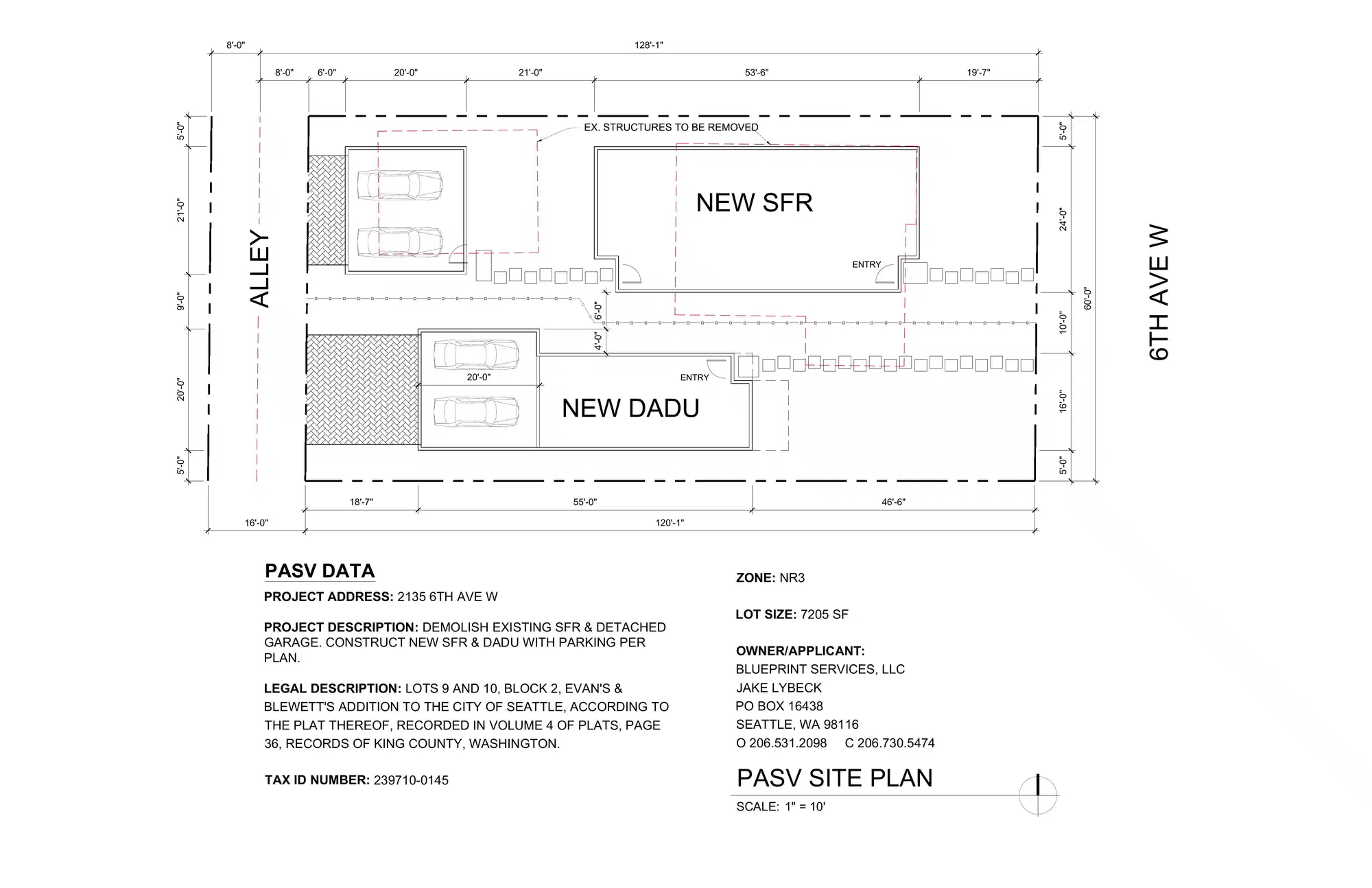 Site plan for 2133 6th Ave W