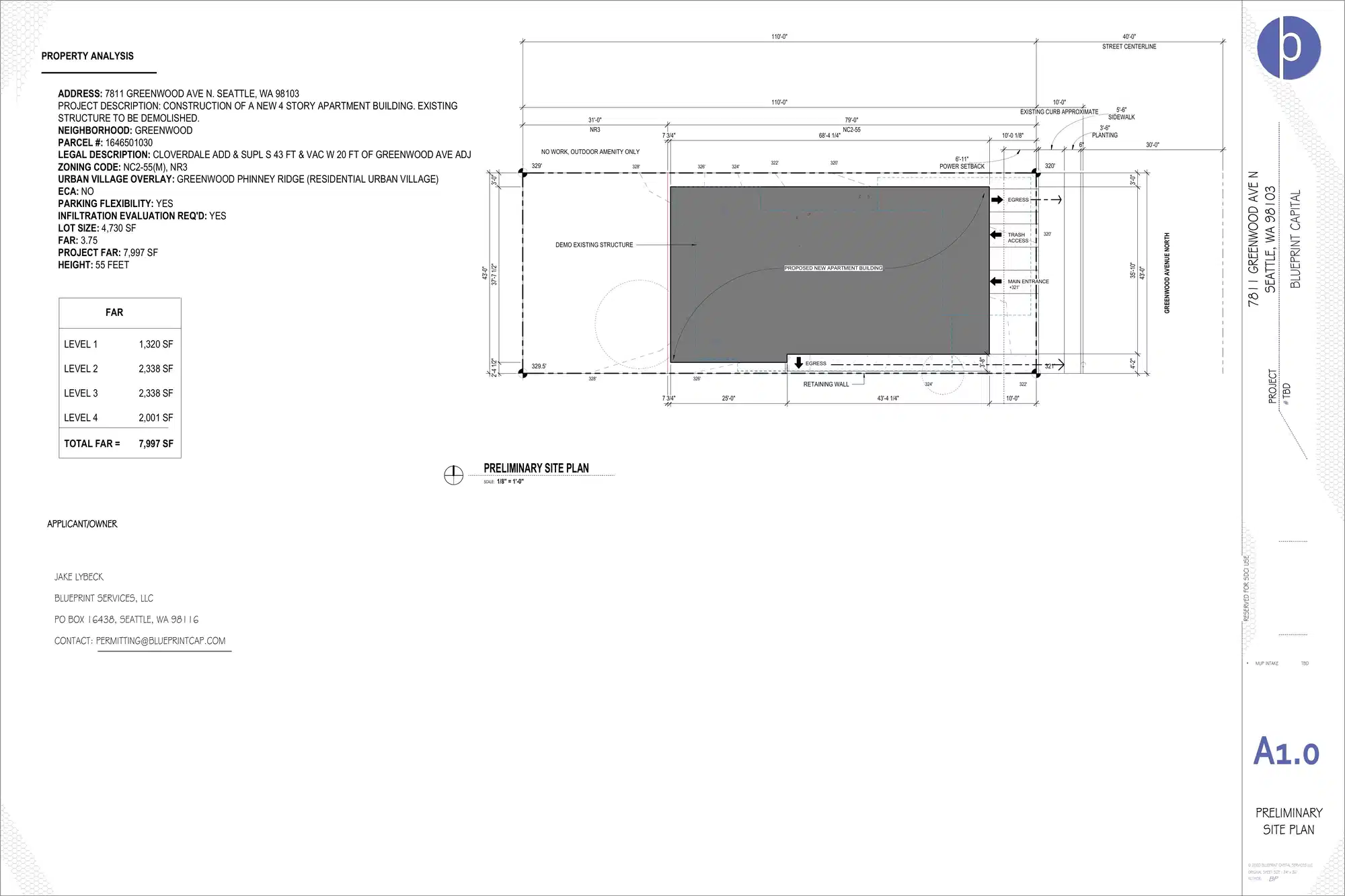Site plan for 7811 Greenwood Ave N