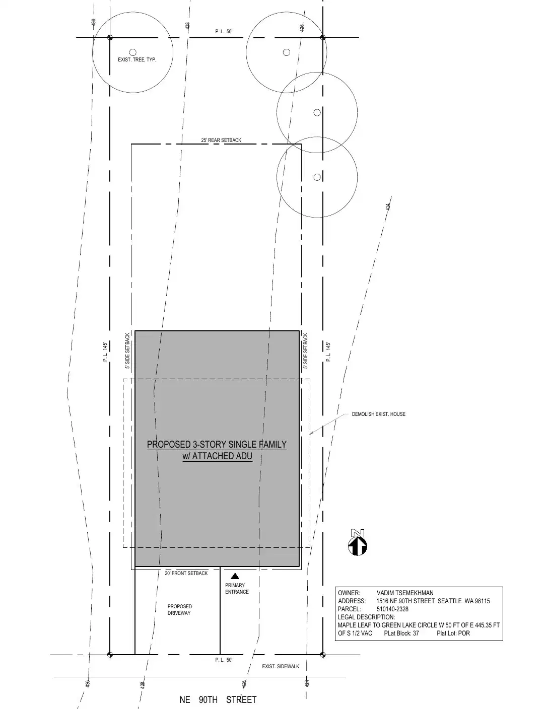 Site plan for 1516 NE 90th St