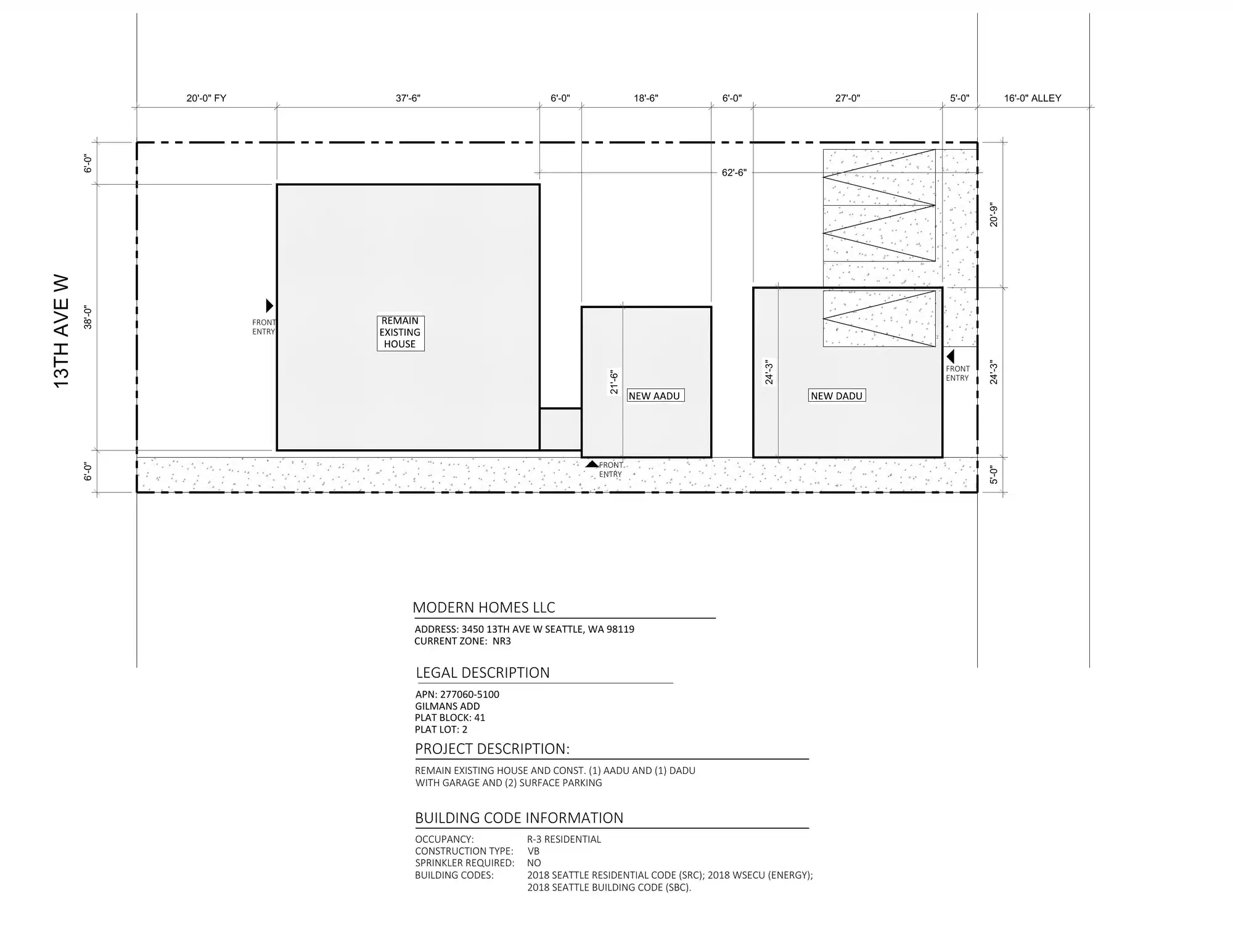Site plan for 3450 13th Ave W