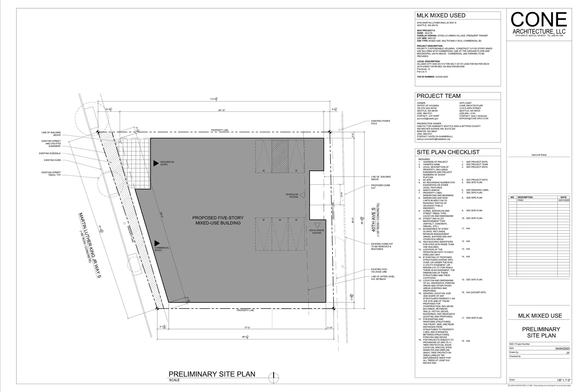 Site plan for 6740 M L King Jr Way S