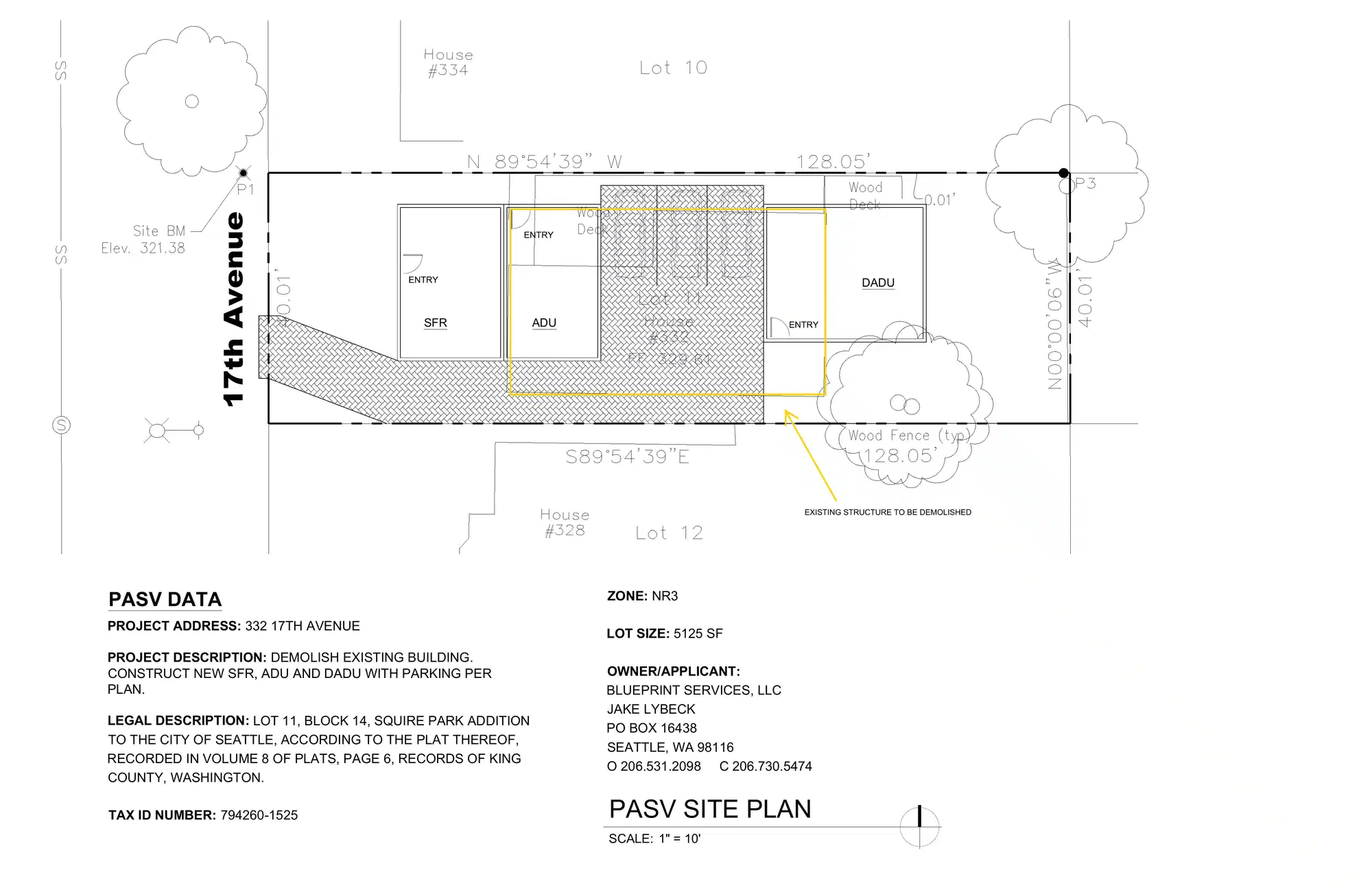 Site plan for 332 17th Ave