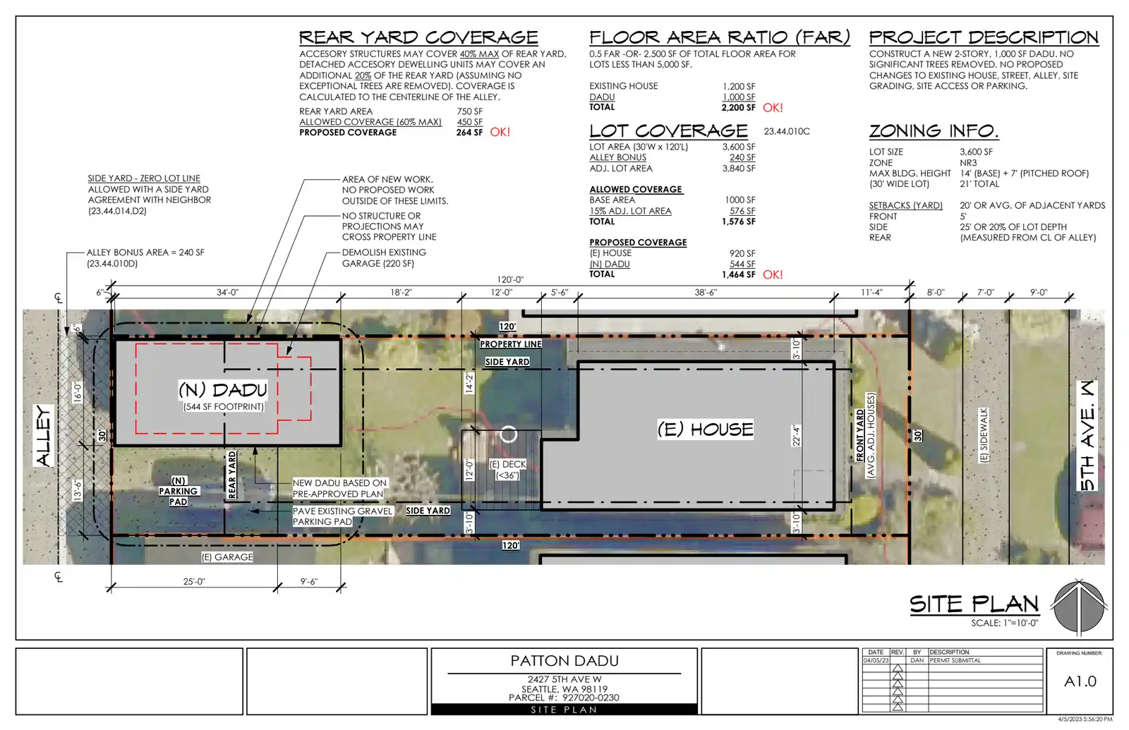 Site plan for 2427 B 5th Ave W