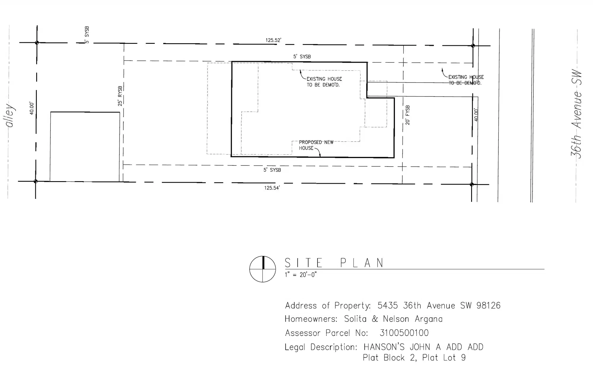Site plan for 5435 36th Ave SW