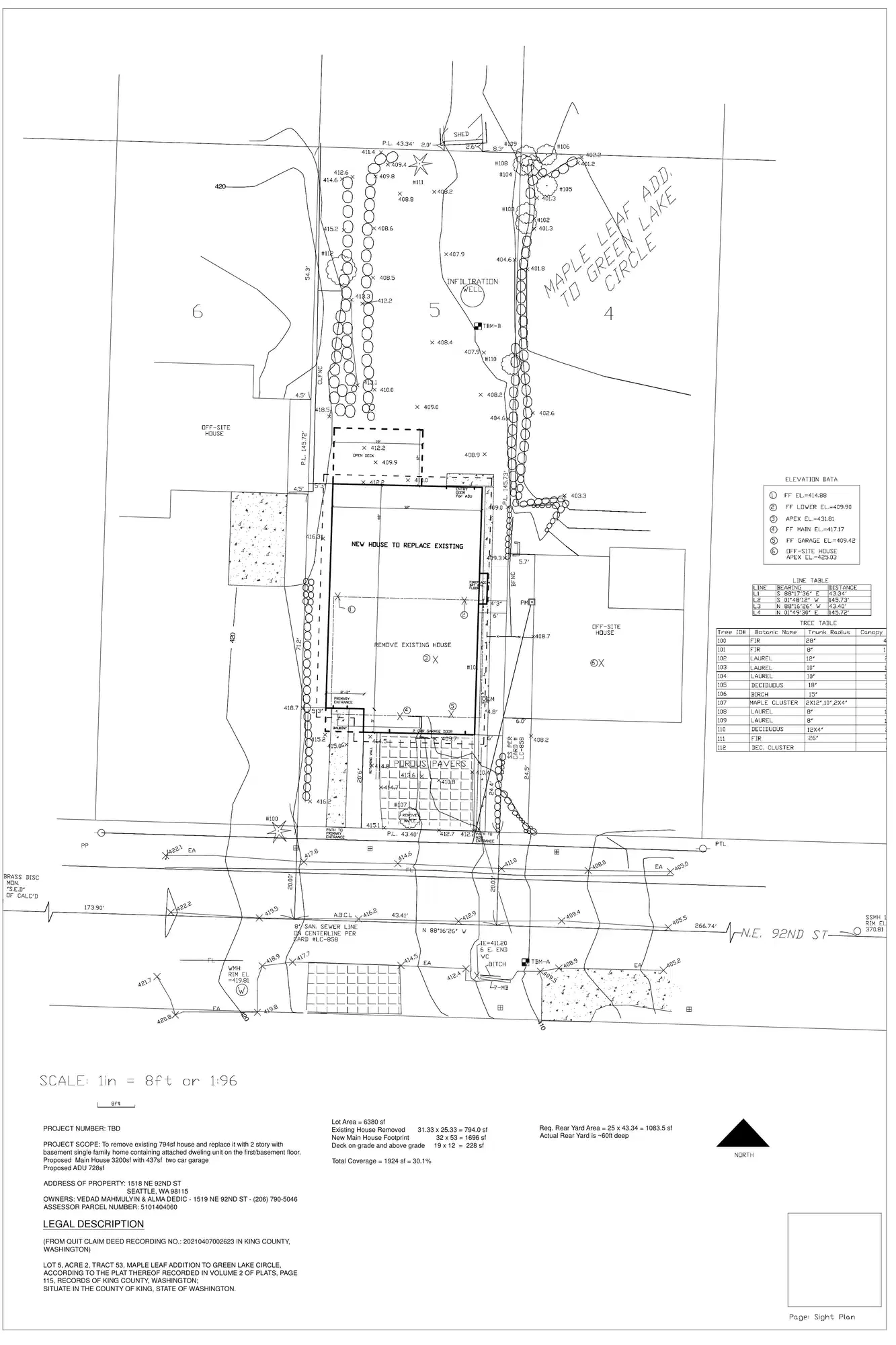 Site plan for 1518 NE 92nd St