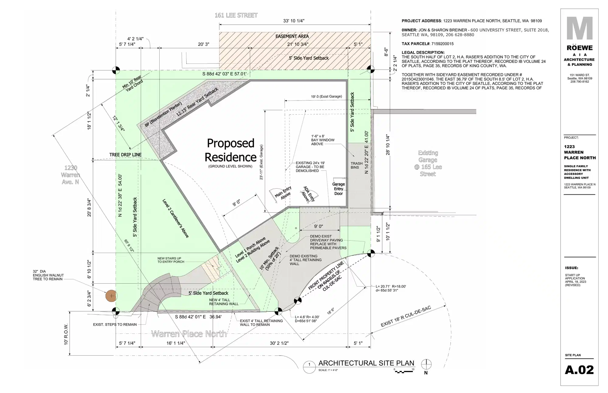 Site plan for 1223 Warren Pl N