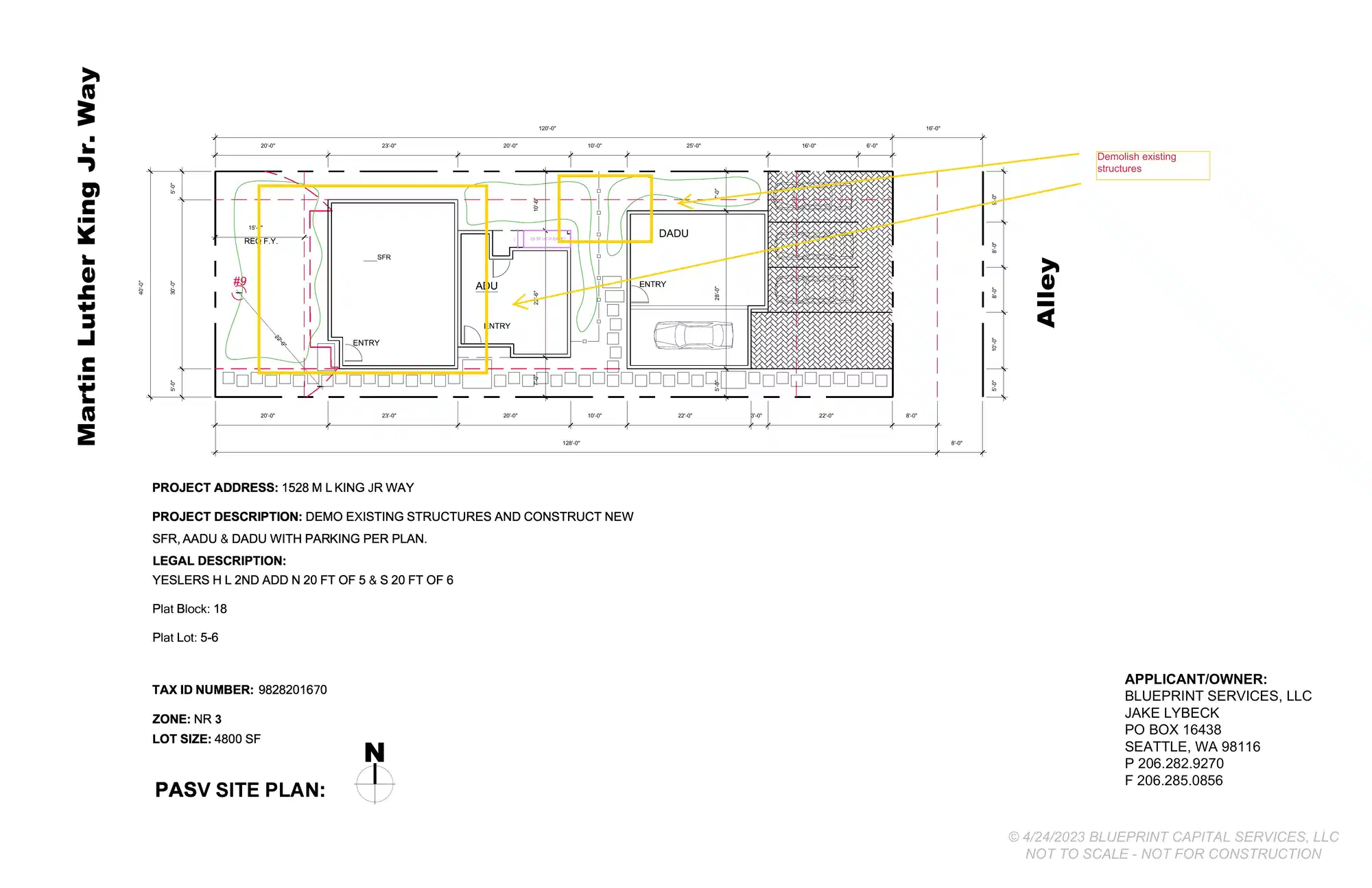 Site plan for 1528 M L King Jr Way