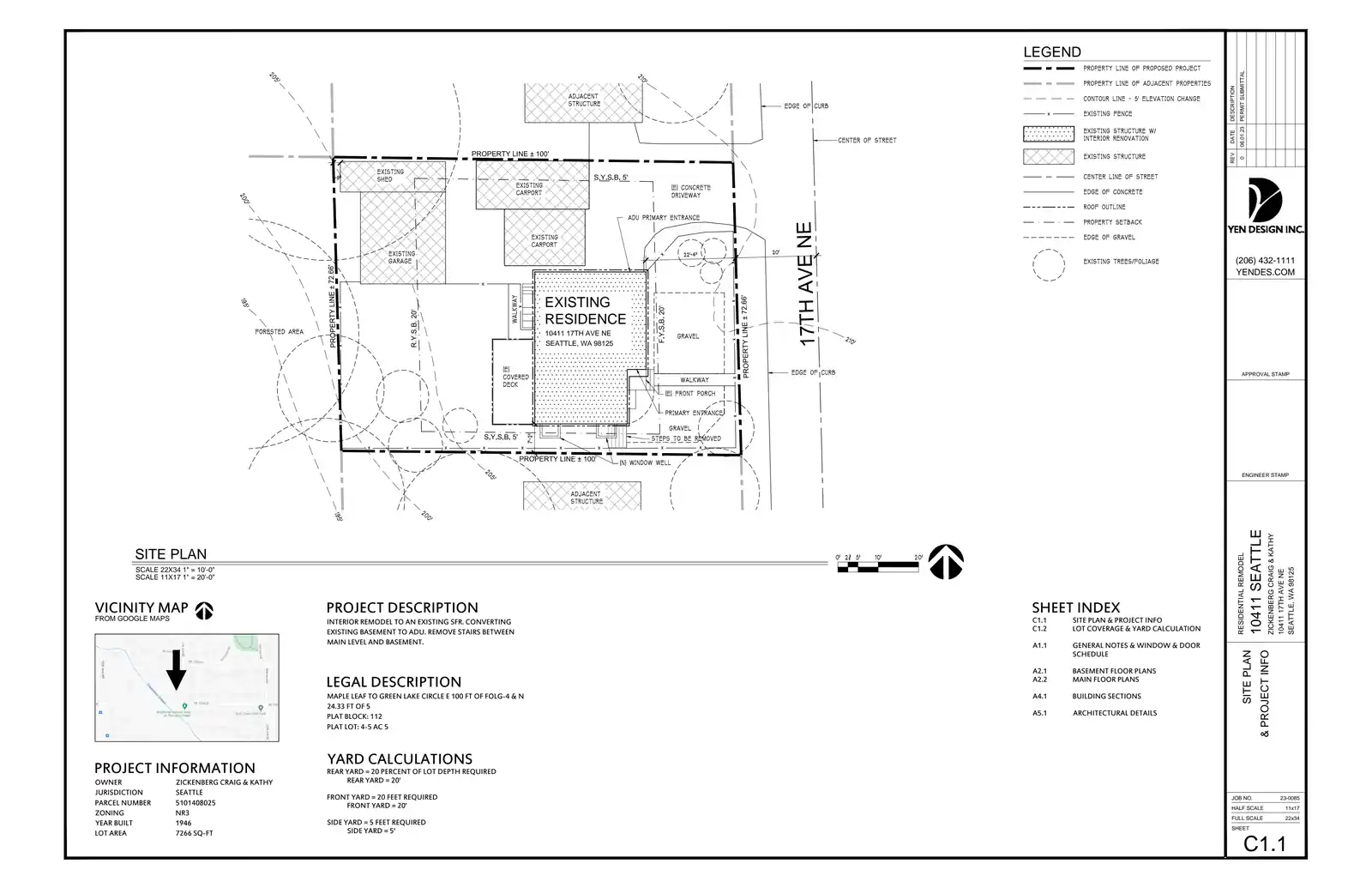 Site plan for 10411 17th Ave NE