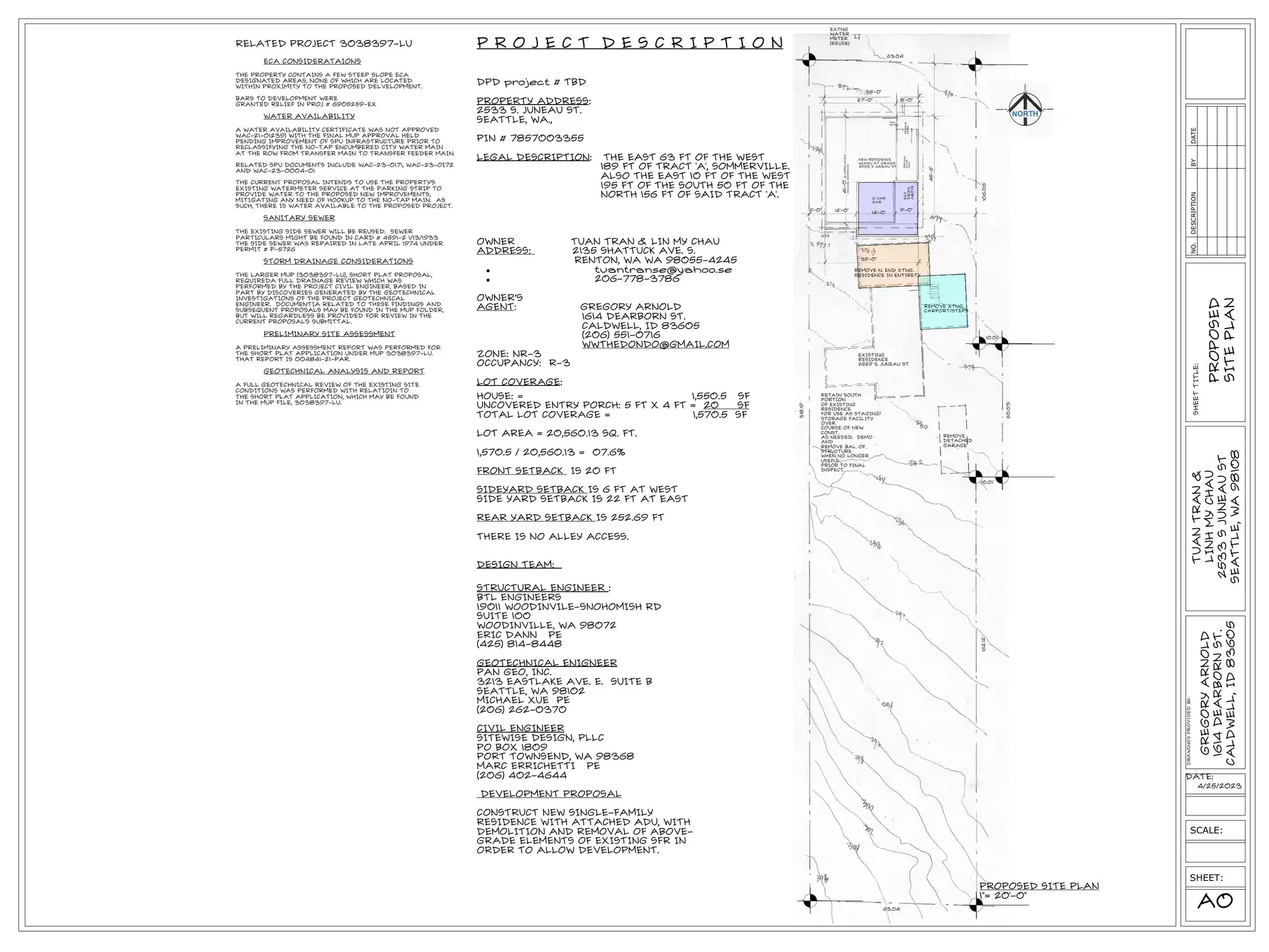 Site plan for 2533 S Juneau St