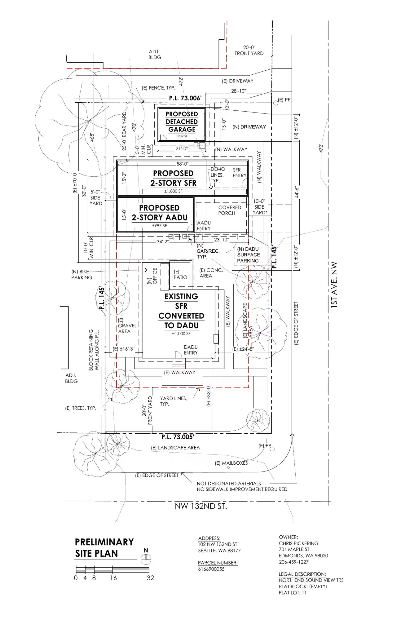 Site plan for 13213 1st Ave NW