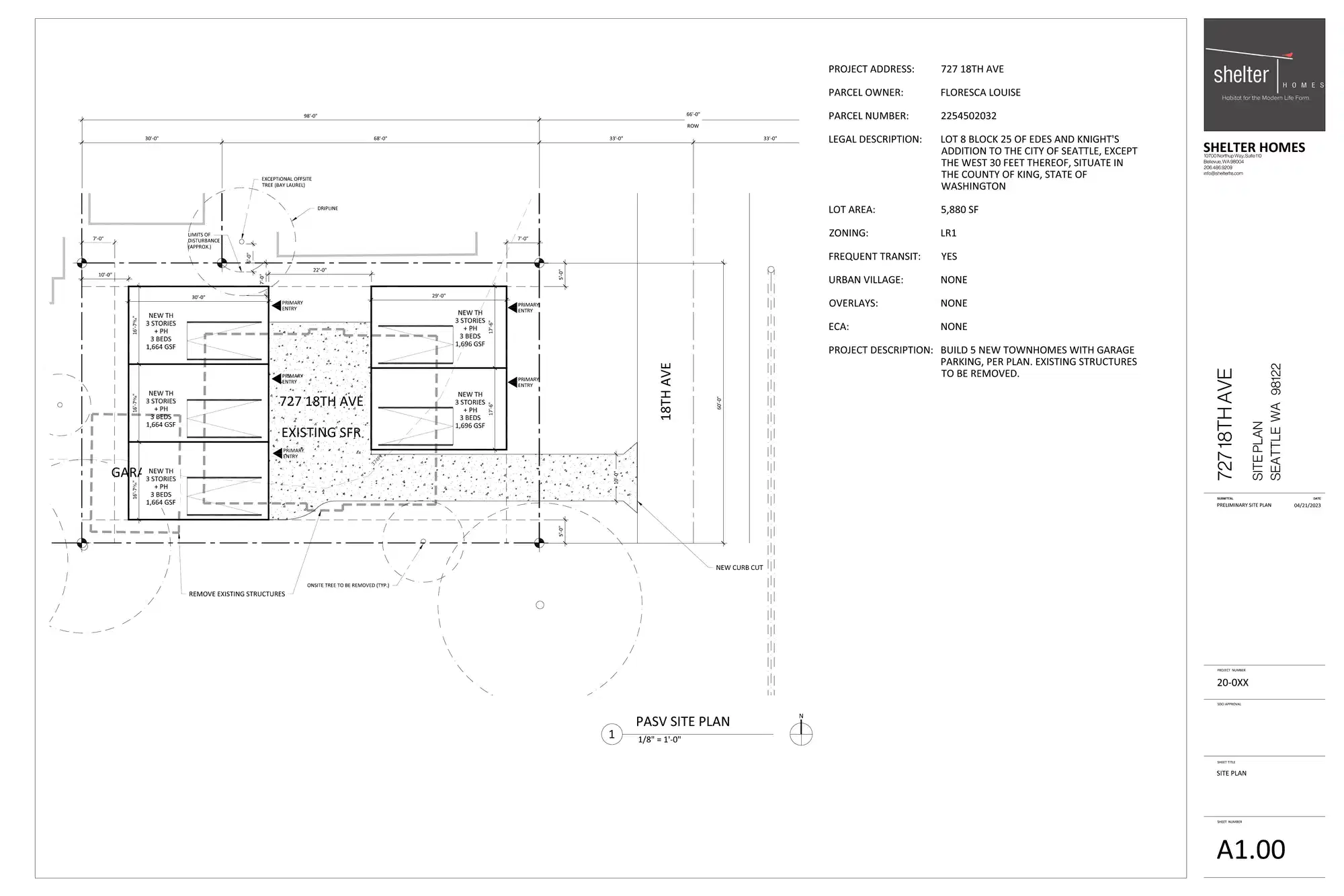 Site plan for 727 18th Ave