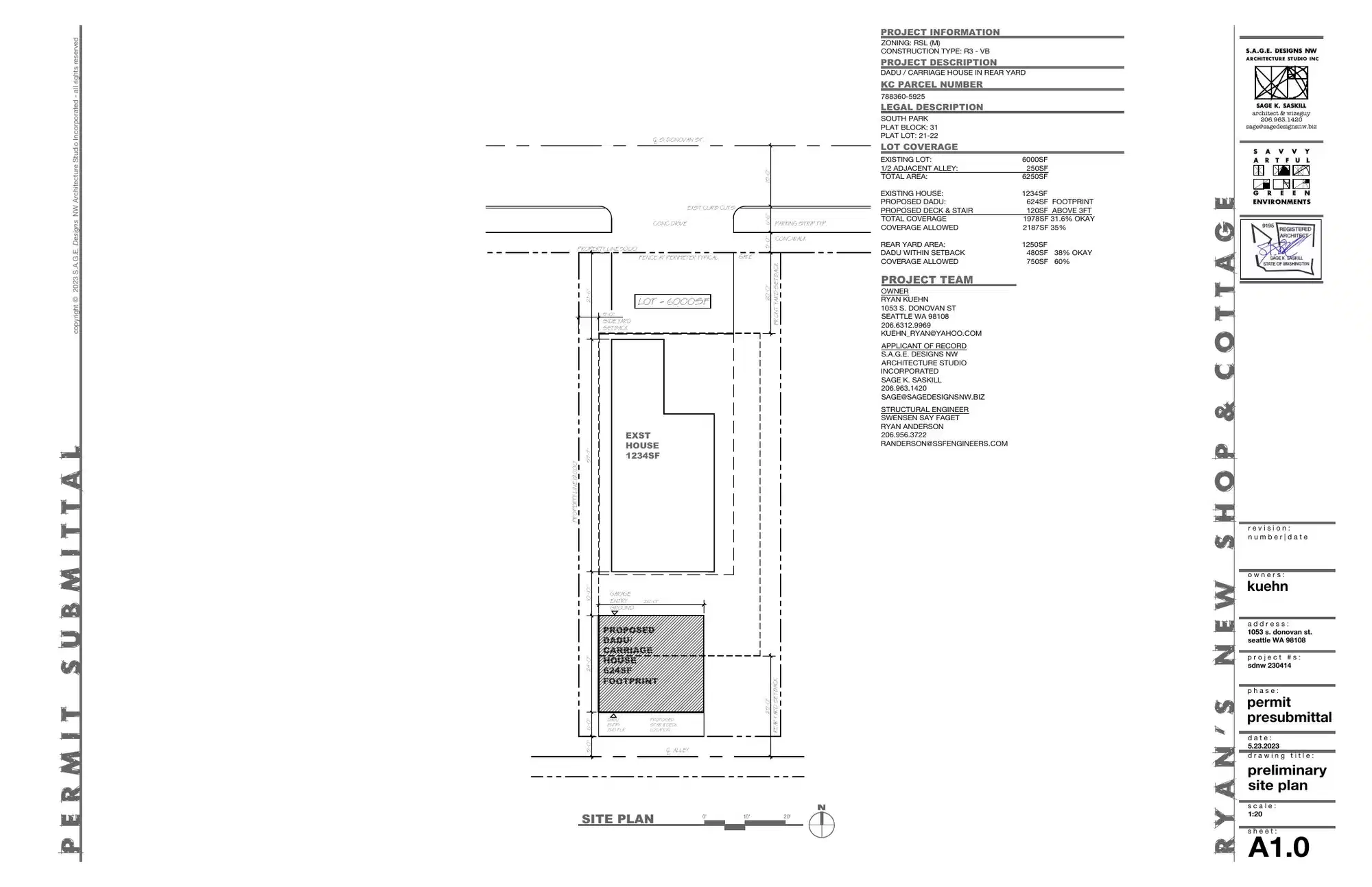 Site plan for 1055 S Donovan St