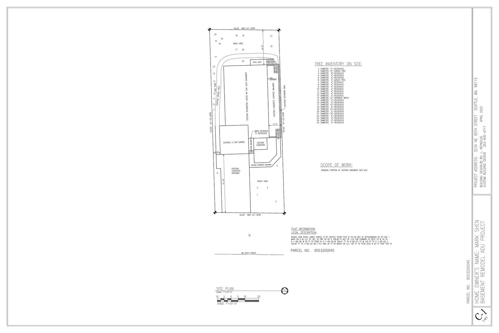 Site plan for 3234 NE 95th St