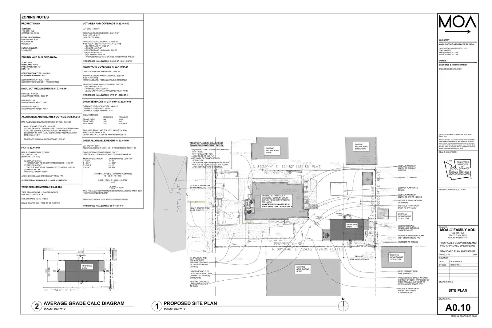 Site plan for 1460 20th Ave