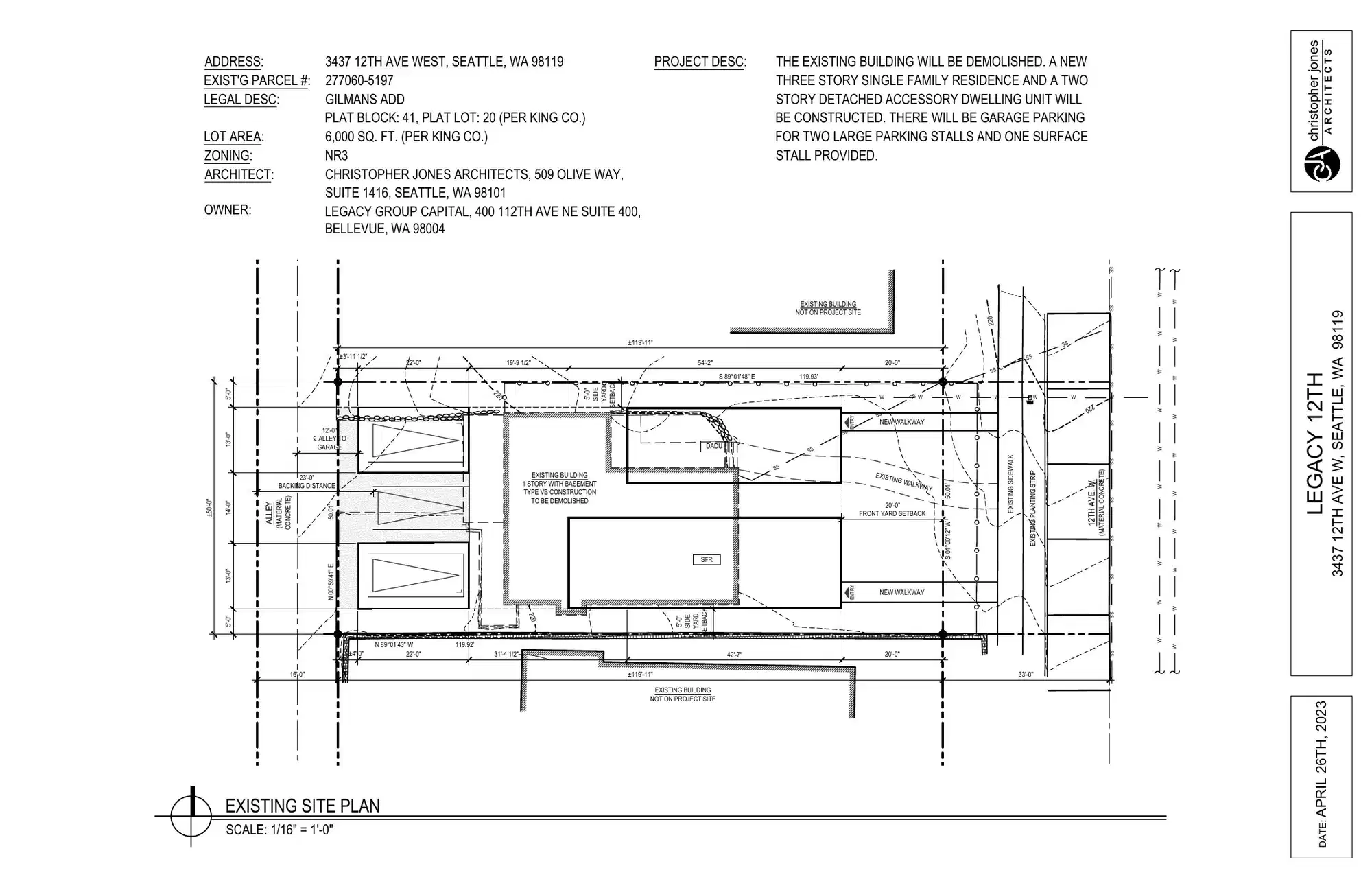 Site plan for 3437 12th Ave W