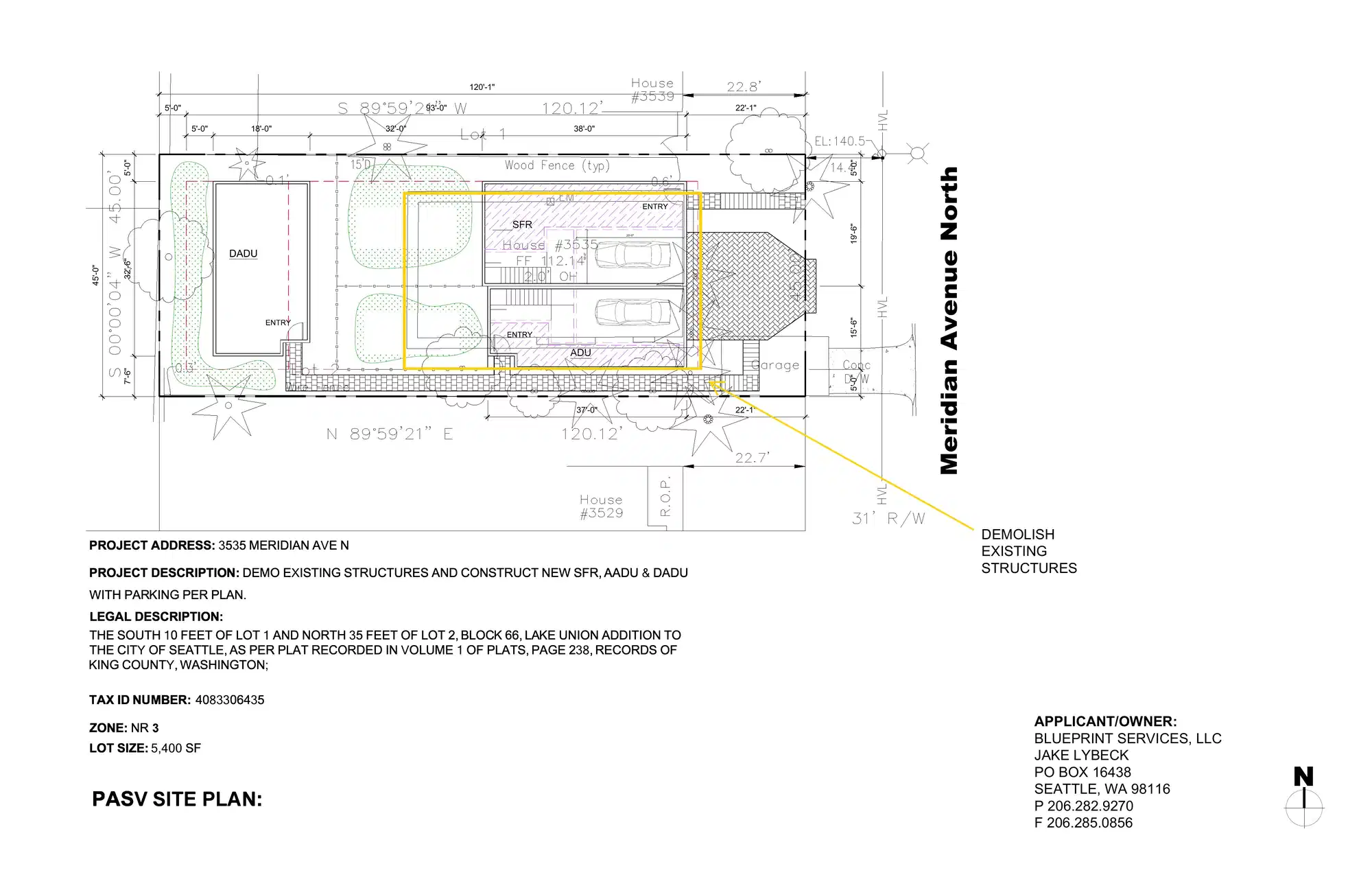 Site plan for 3537 Meridian Ave N