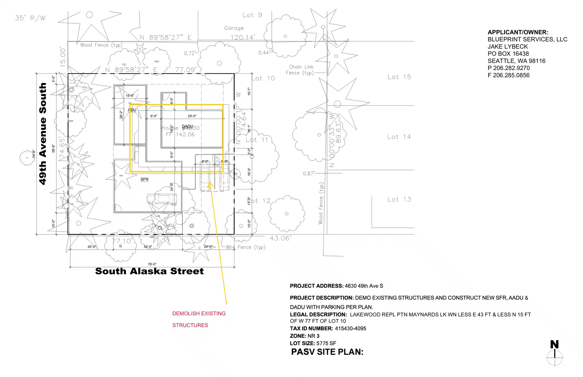 Site plan for 4632 49th Ave S