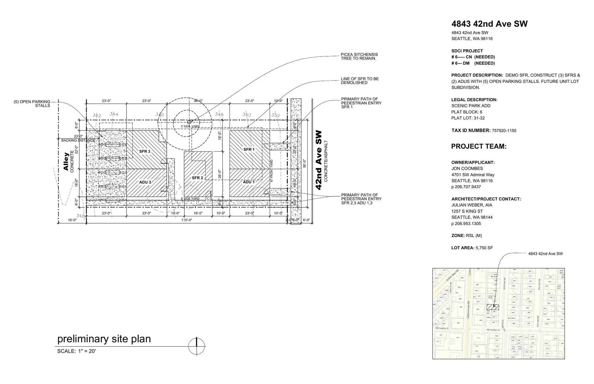Site plan for 4839 A 42nd Ave SW