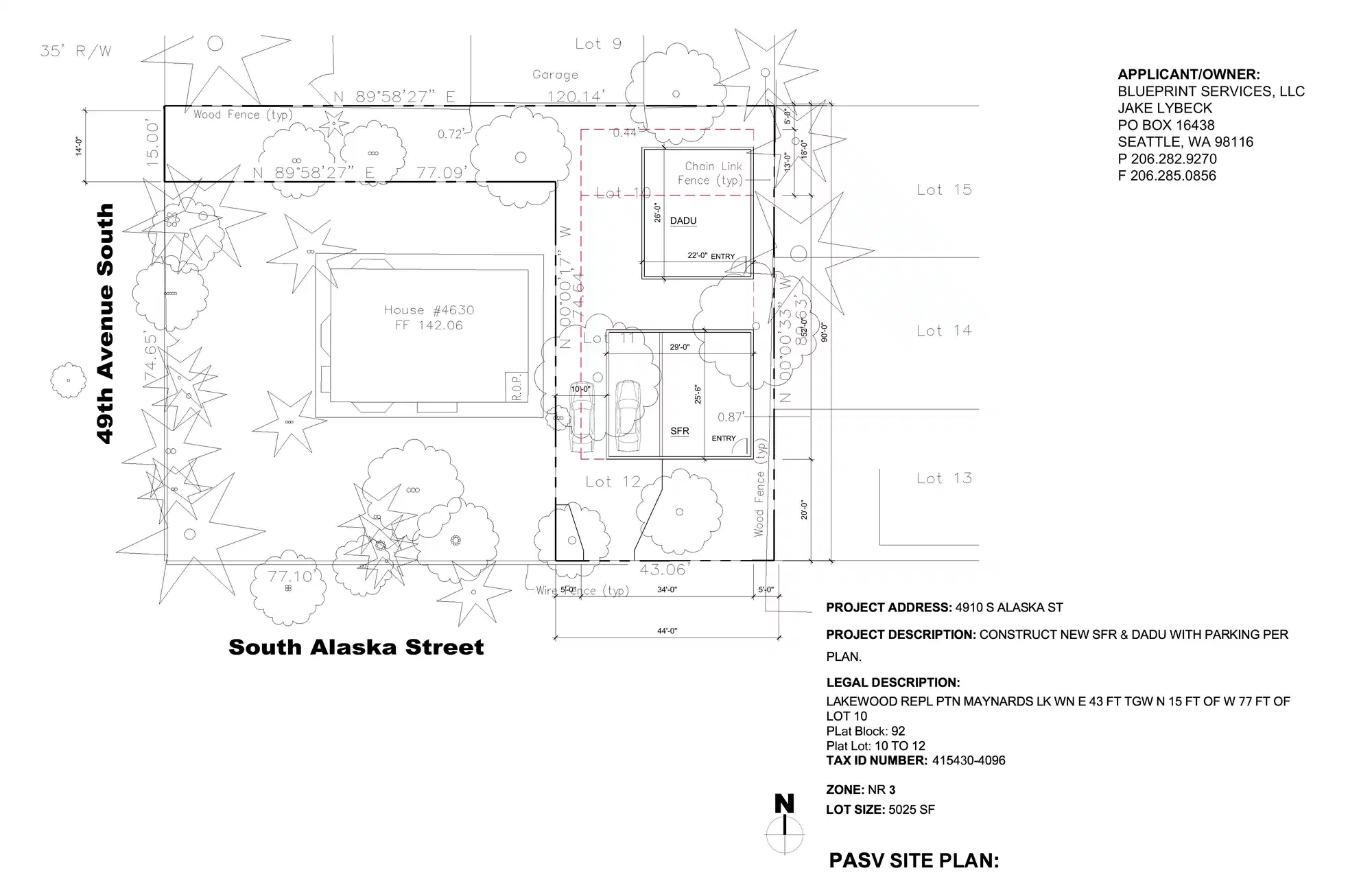 Site plan for 4910 S Alaska St