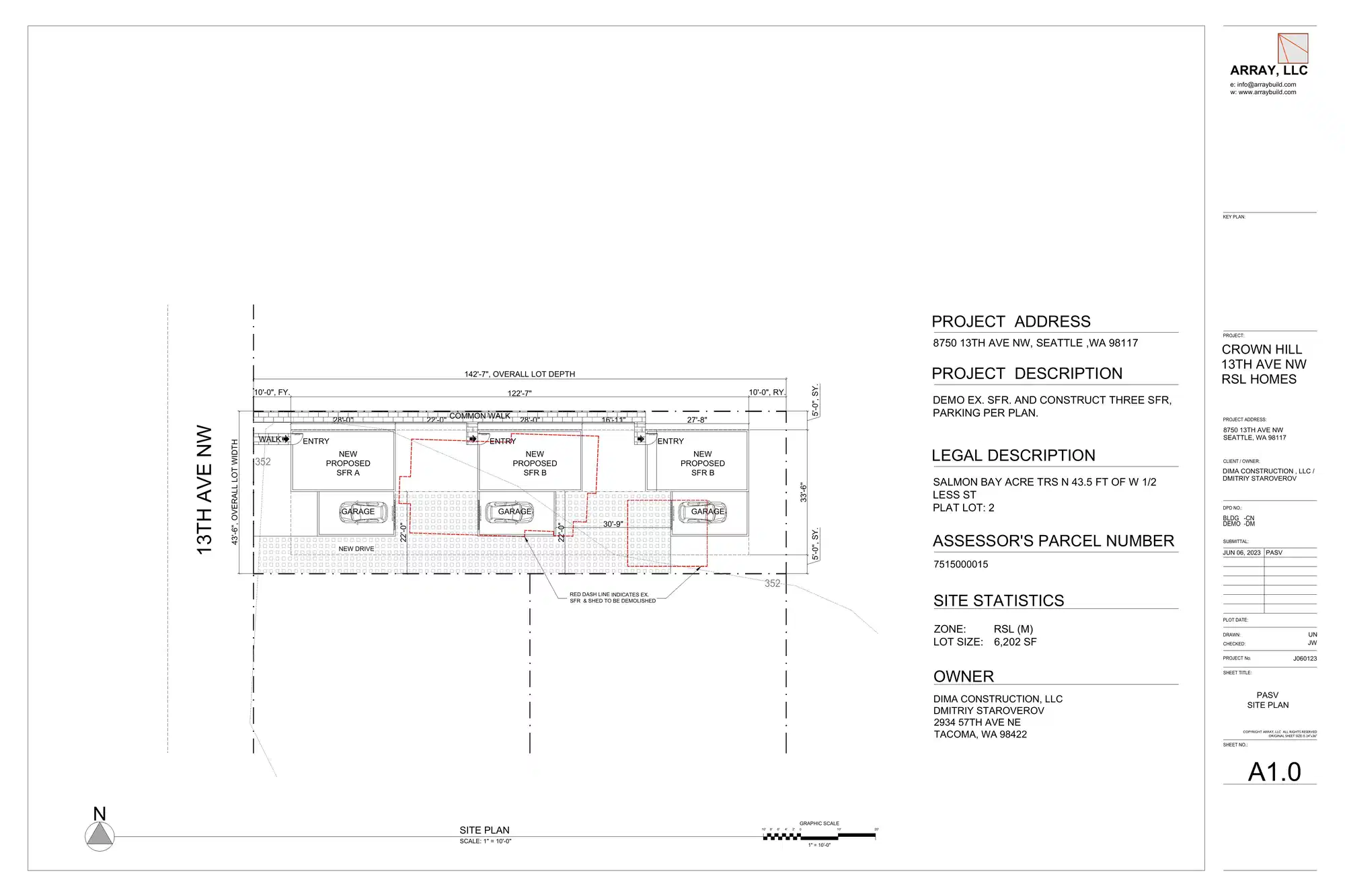 Site plan for 8750 A 13th Ave NW