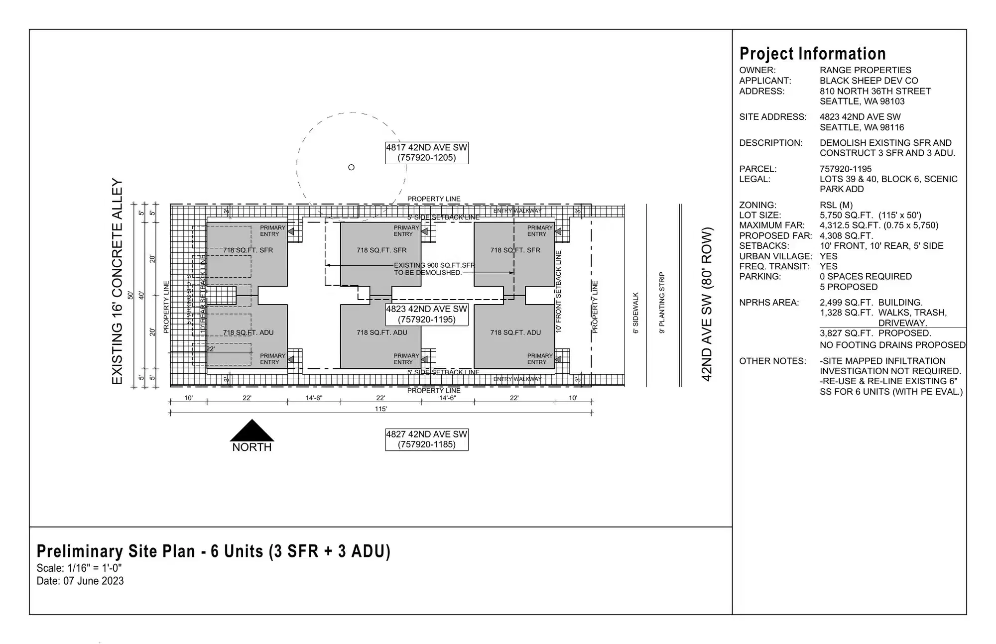 Site plan for 4821 42nd Ave SW