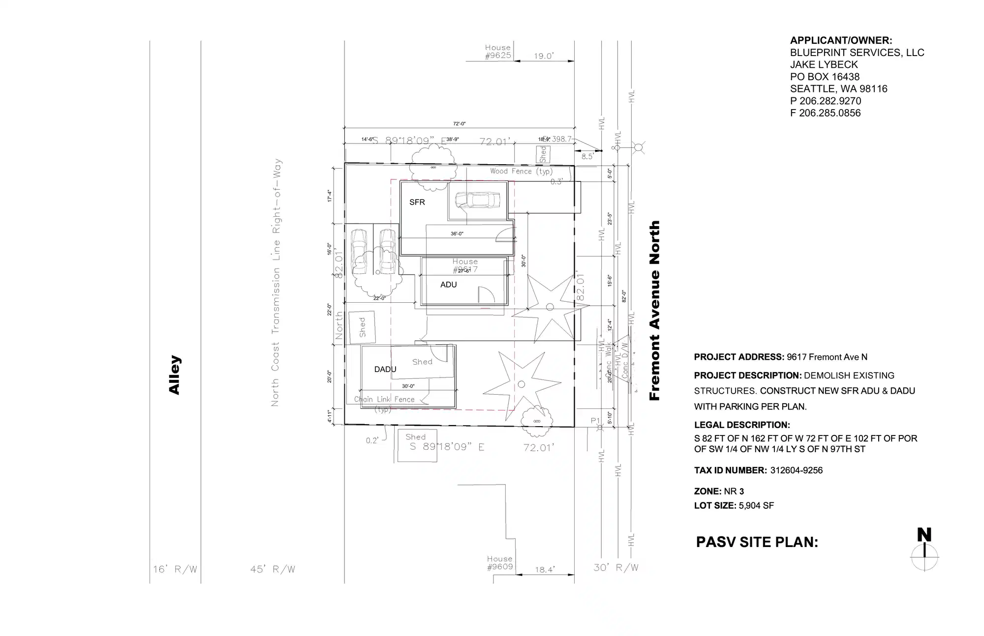 Site plan for 9615 Fremont Ave N