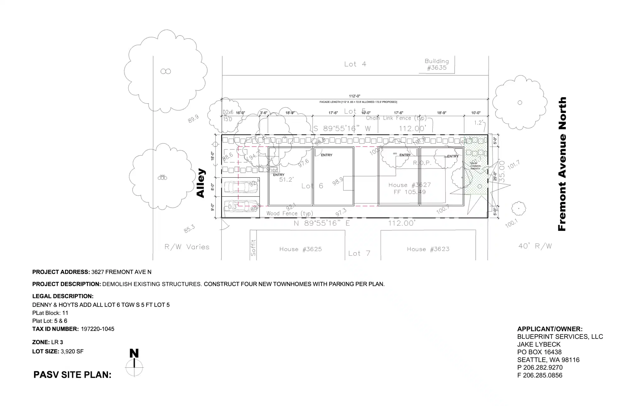Site plan for 3627 Fremont Ave N