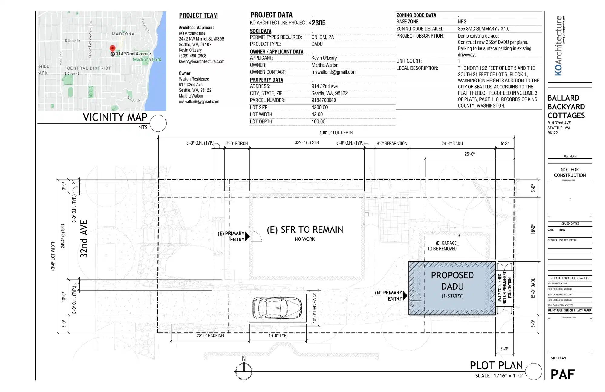Site plan for 914 B 32nd Ave