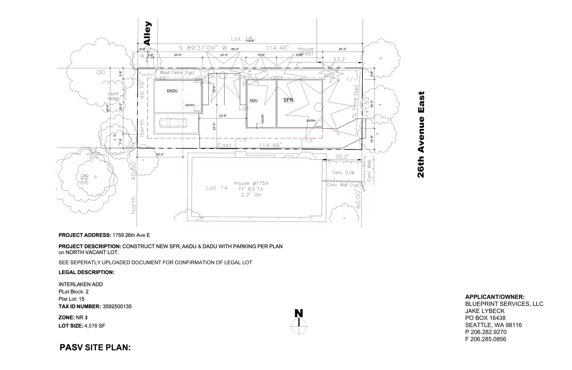 Site plan for 1765 26th Ave E