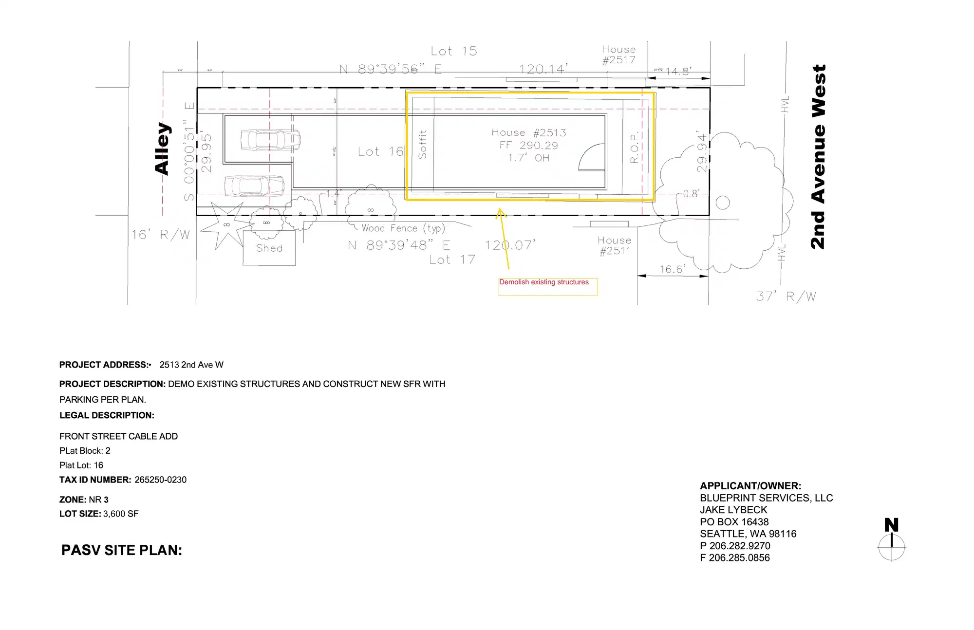 Site plan for 2513 2nd Ave W