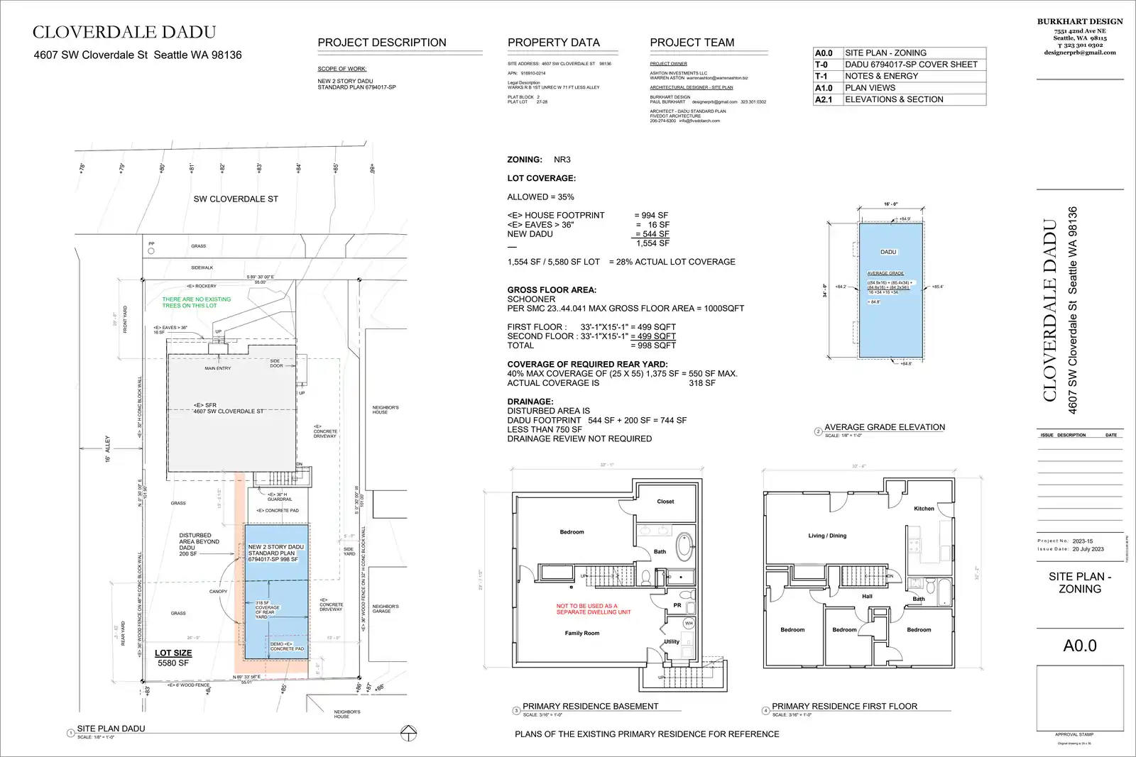Site plan for 4605 SW Cloverdale St