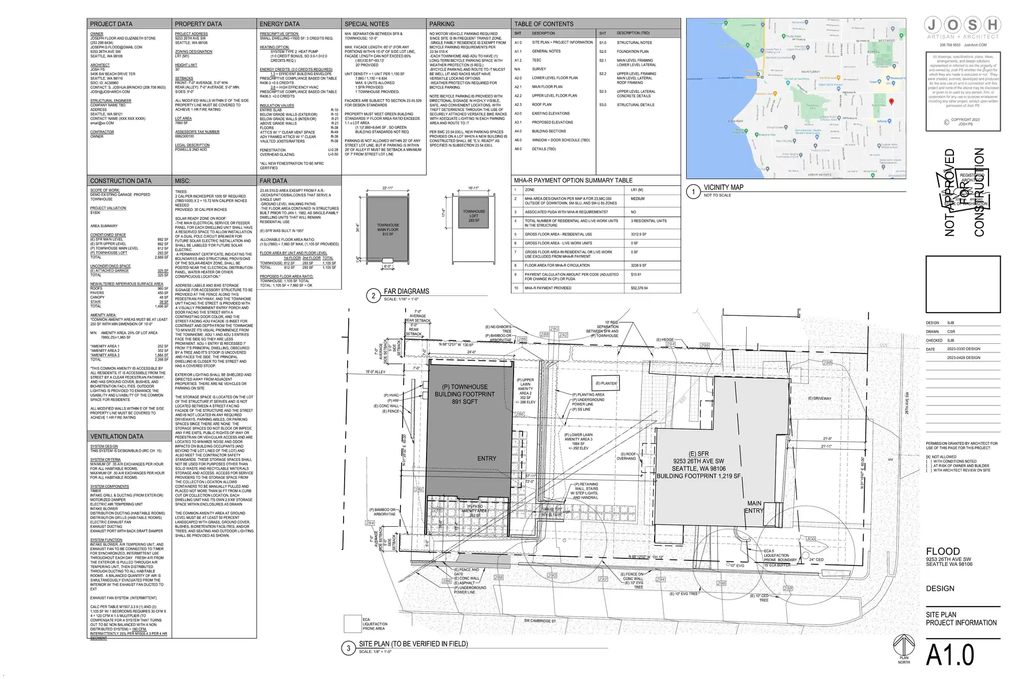 Site plan for 2606 SW Cambridge St