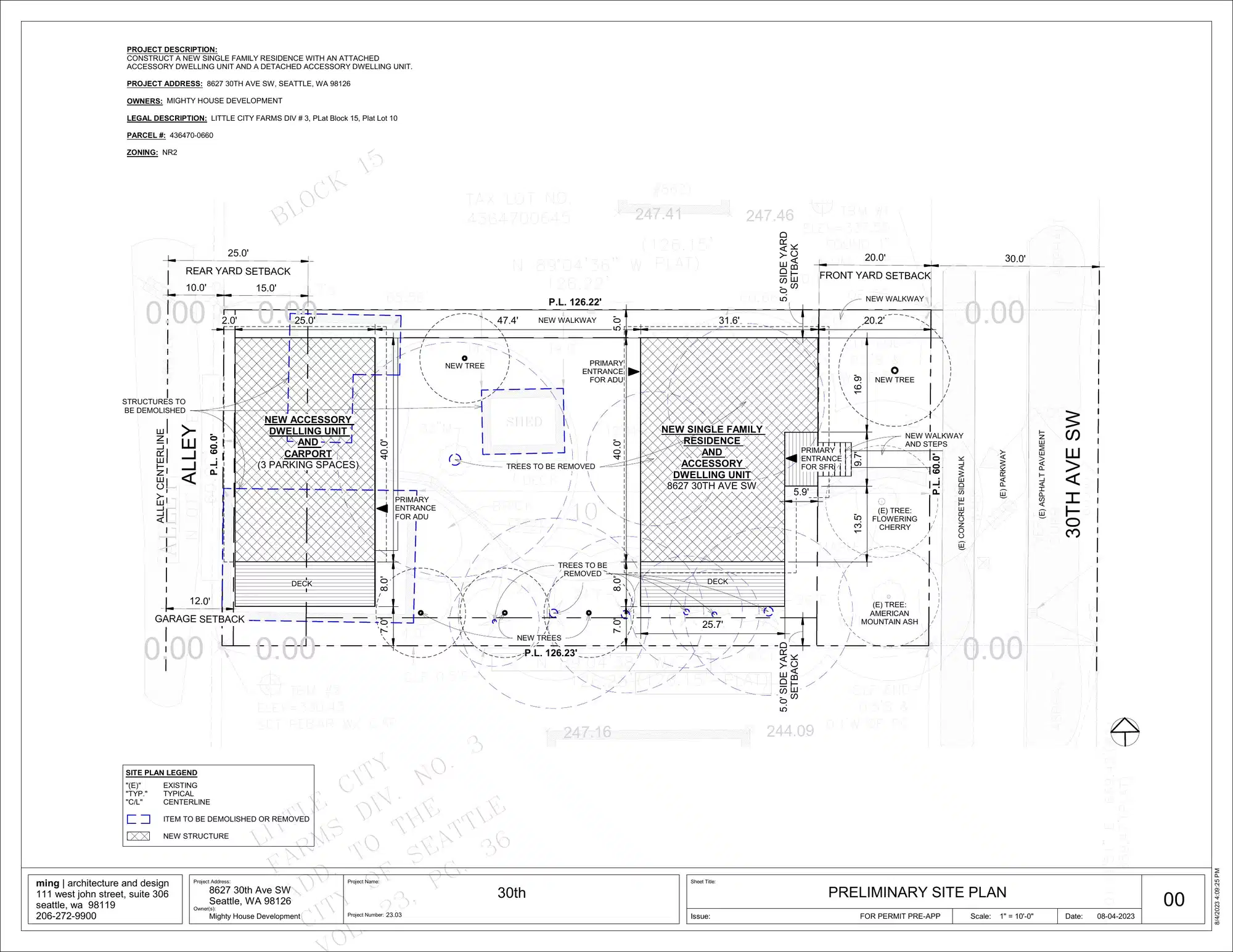 Site plan for 8625 30th Ave SW