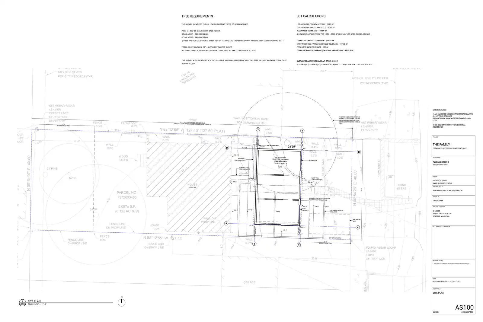 Site plan for 8623 8th Ave SW