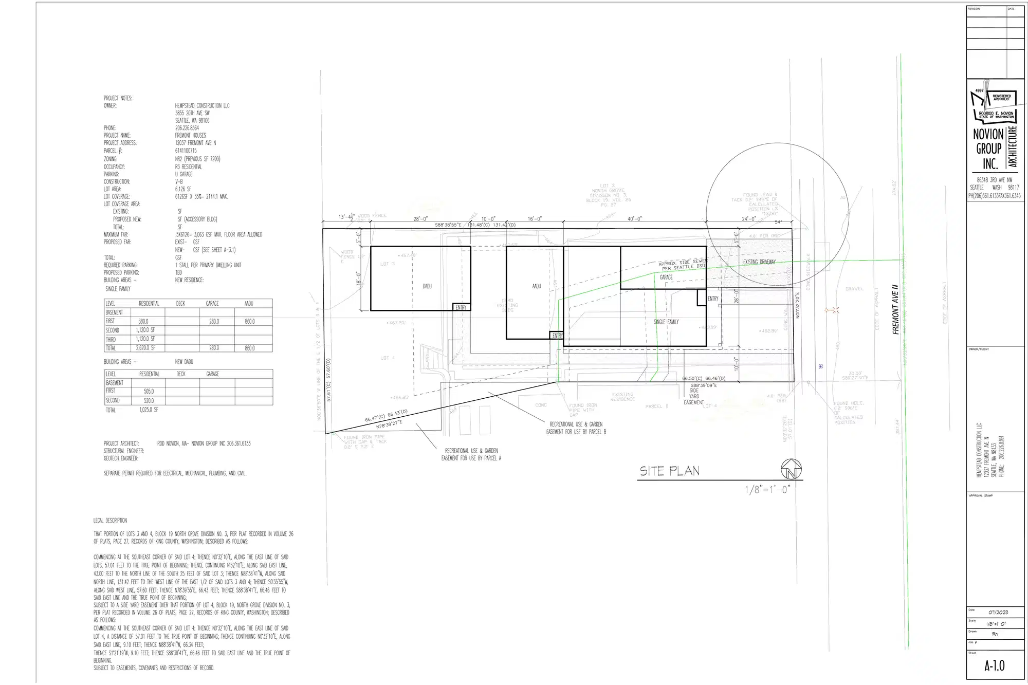 Site plan for 12037 Fremont Ave N