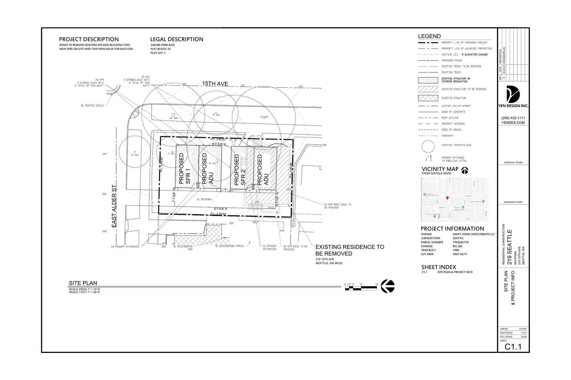 Site plan for 1433 E Alder St