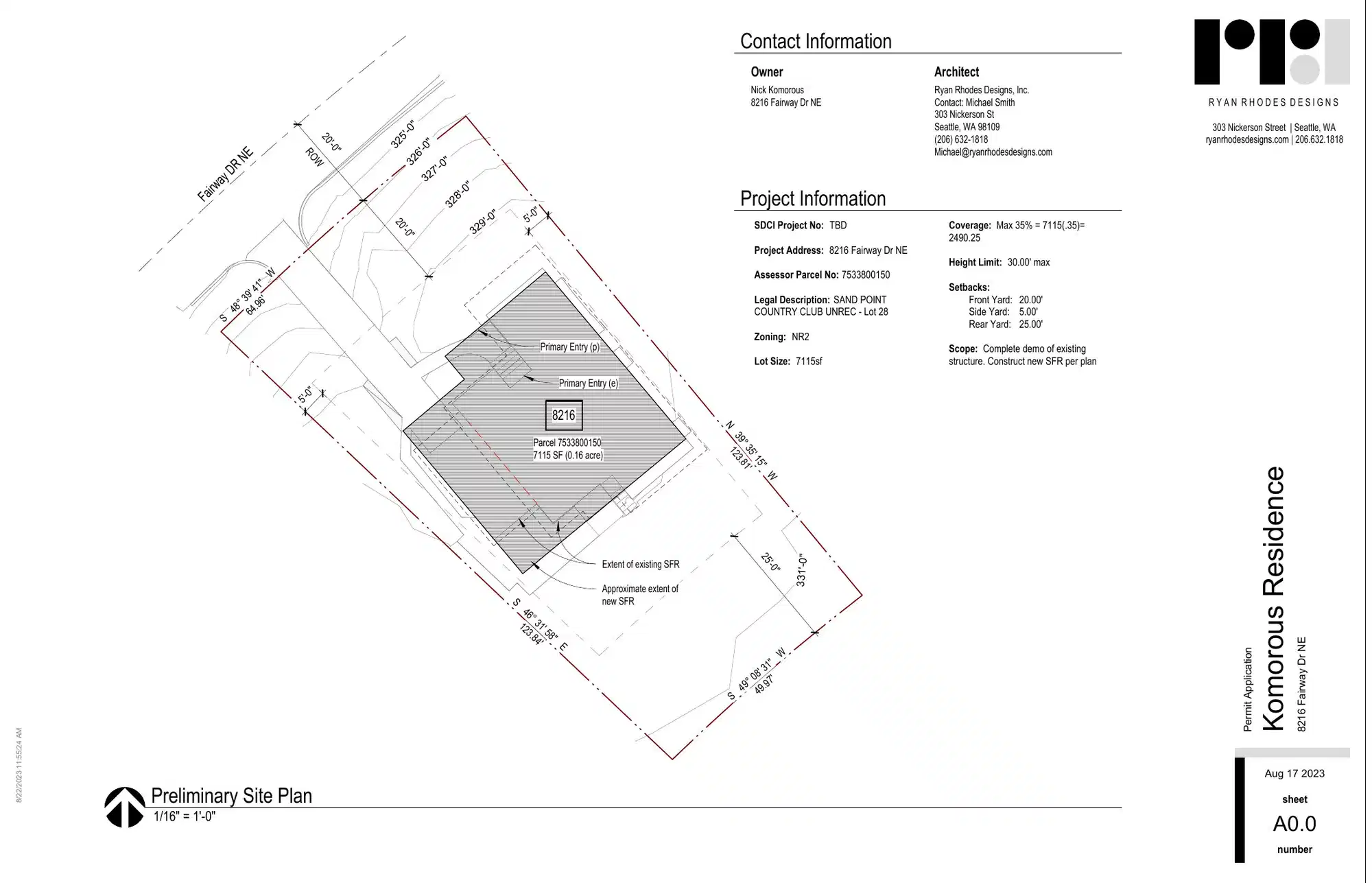 Site plan for 8216 Fairway Dr NE