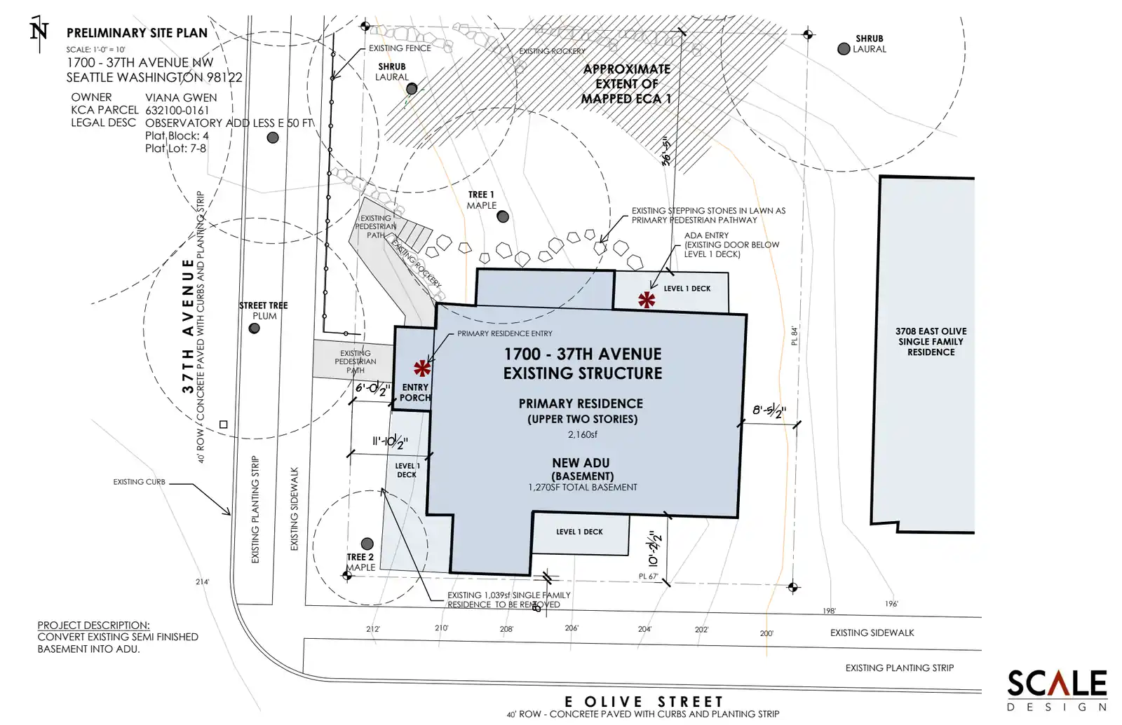 Site plan for 3702 E Olive St