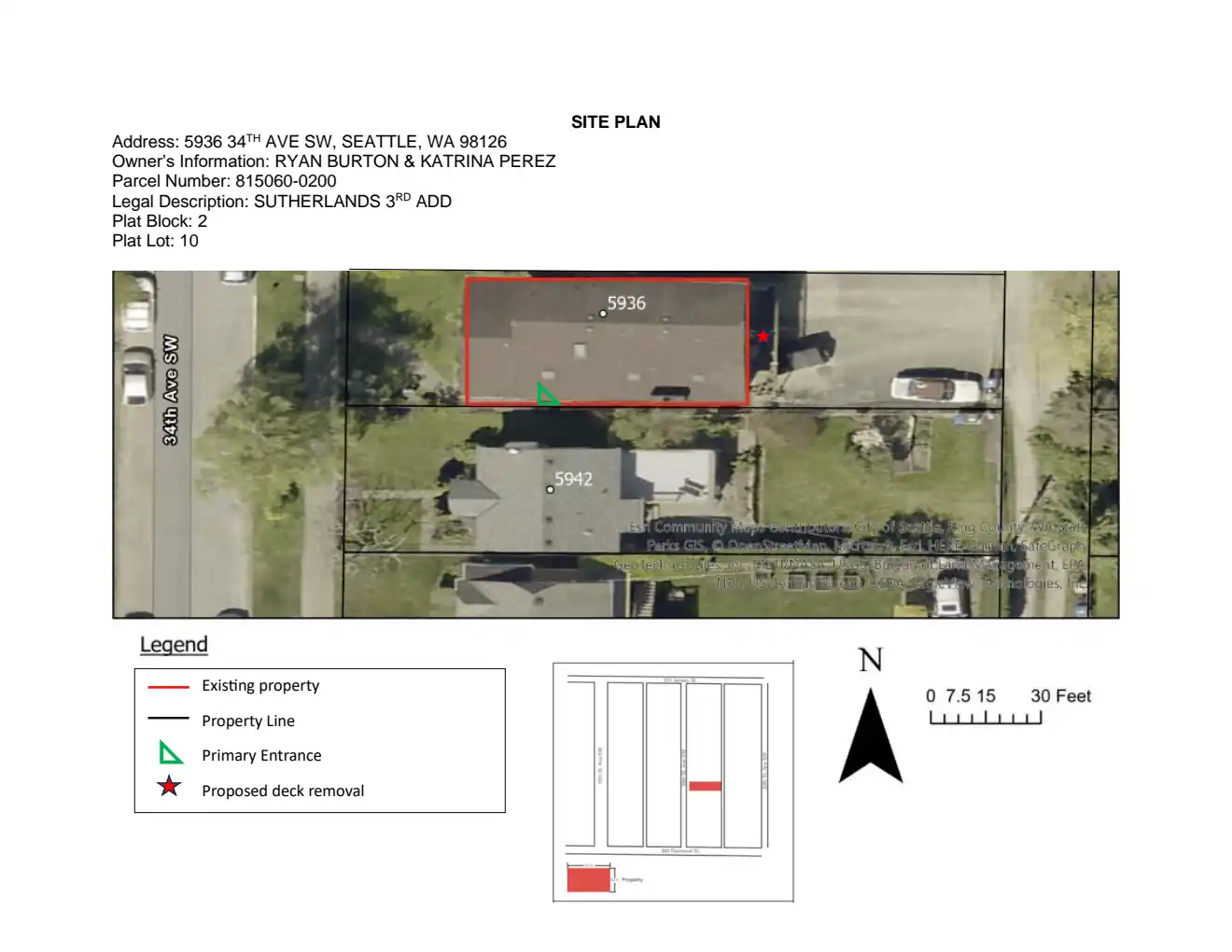Site plan for 5936 34th Ave SW