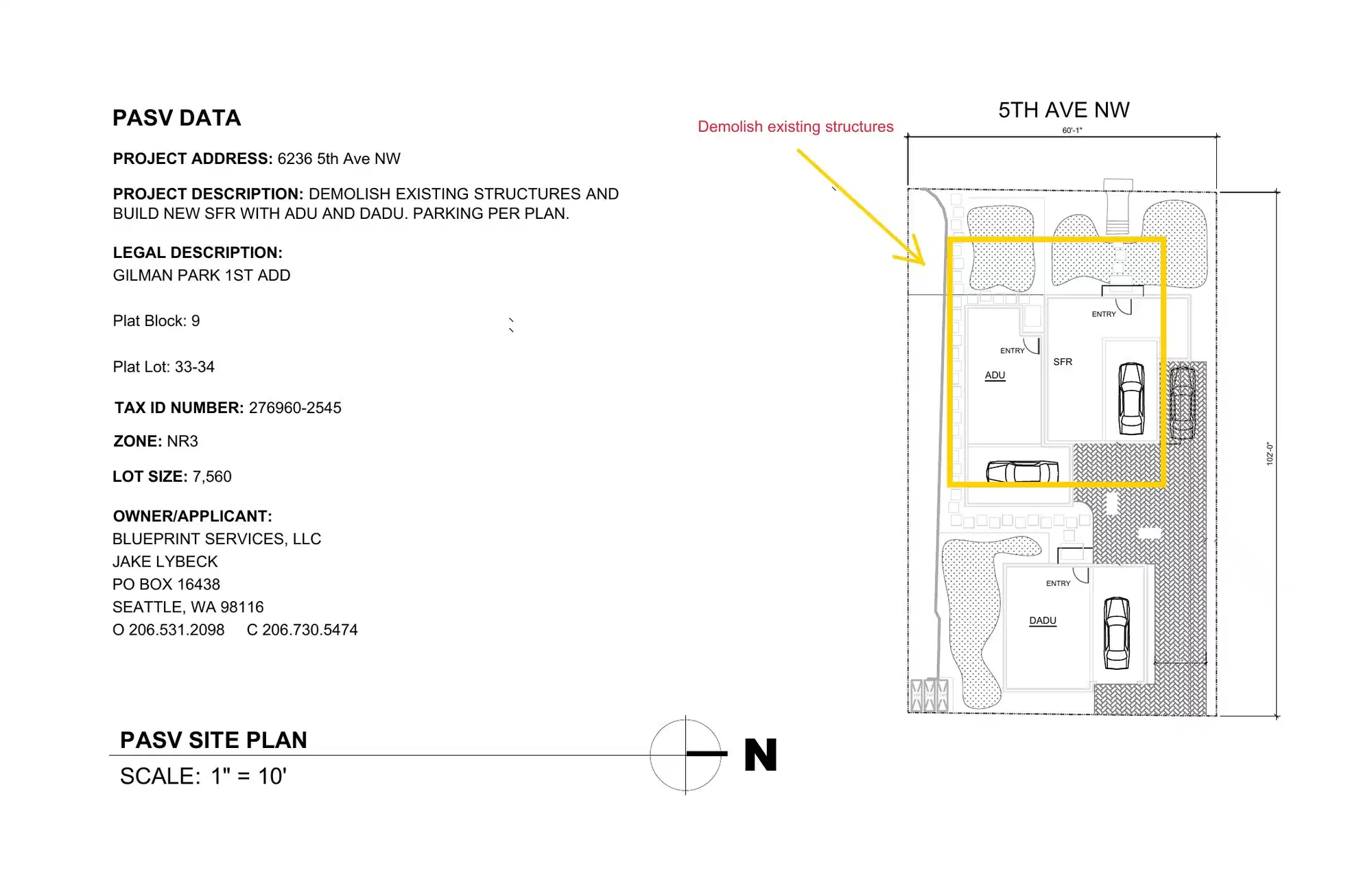 Site plan for 6234 5th Ave NW